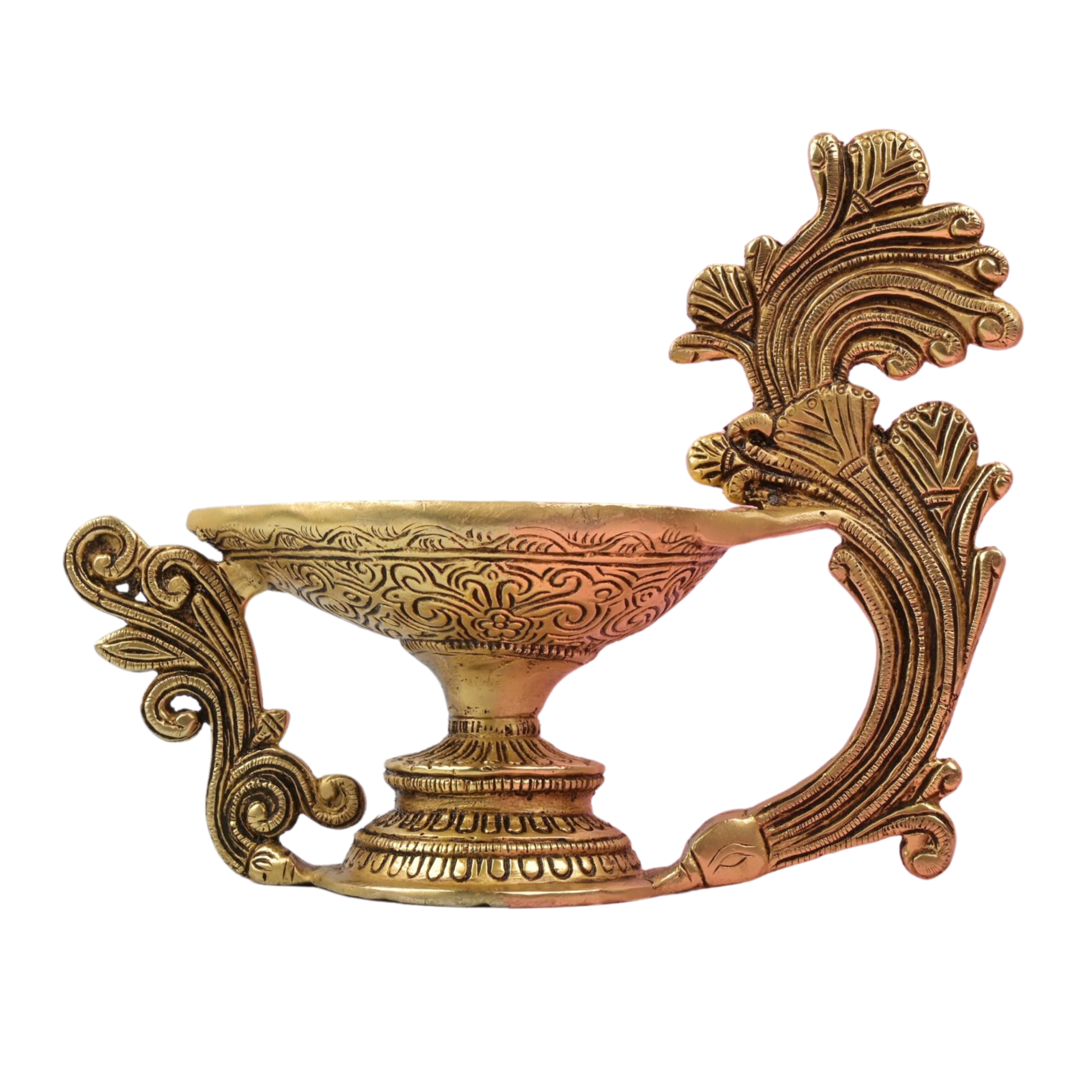 BRASS DIYA WITH BIG HANDAL FOR POOJA AND ARTI #PIDY-2105