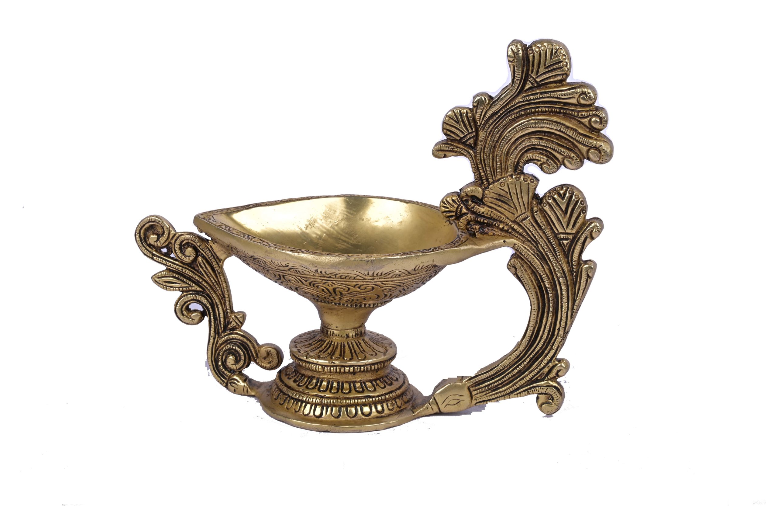 BRASS DIYA WITH BIG HANDAL FOR POOJA AND ARTI #PIDY-2105