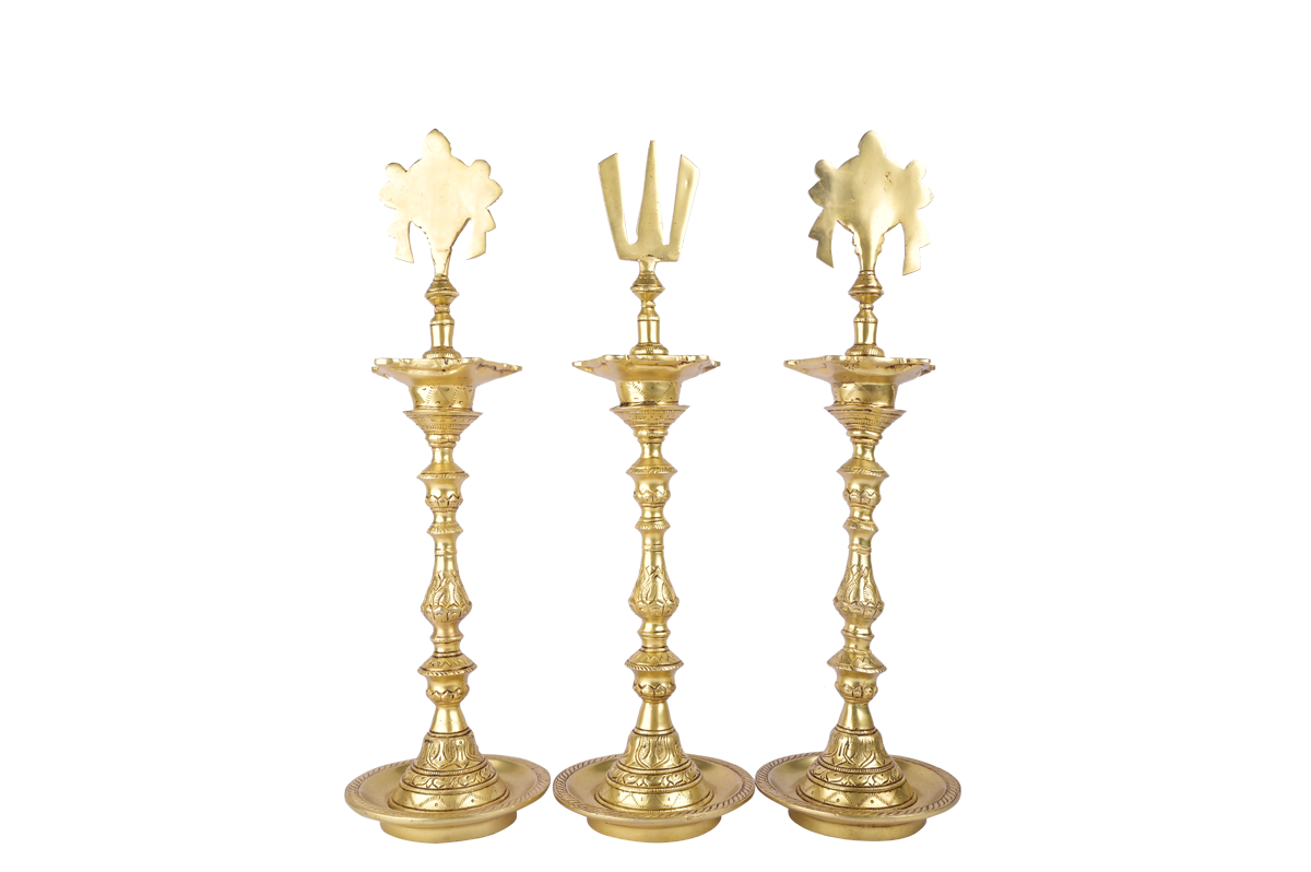 Lord Tirupati Bala ji Sankhu Chakra lamp in Brass Metal #PILP-2201