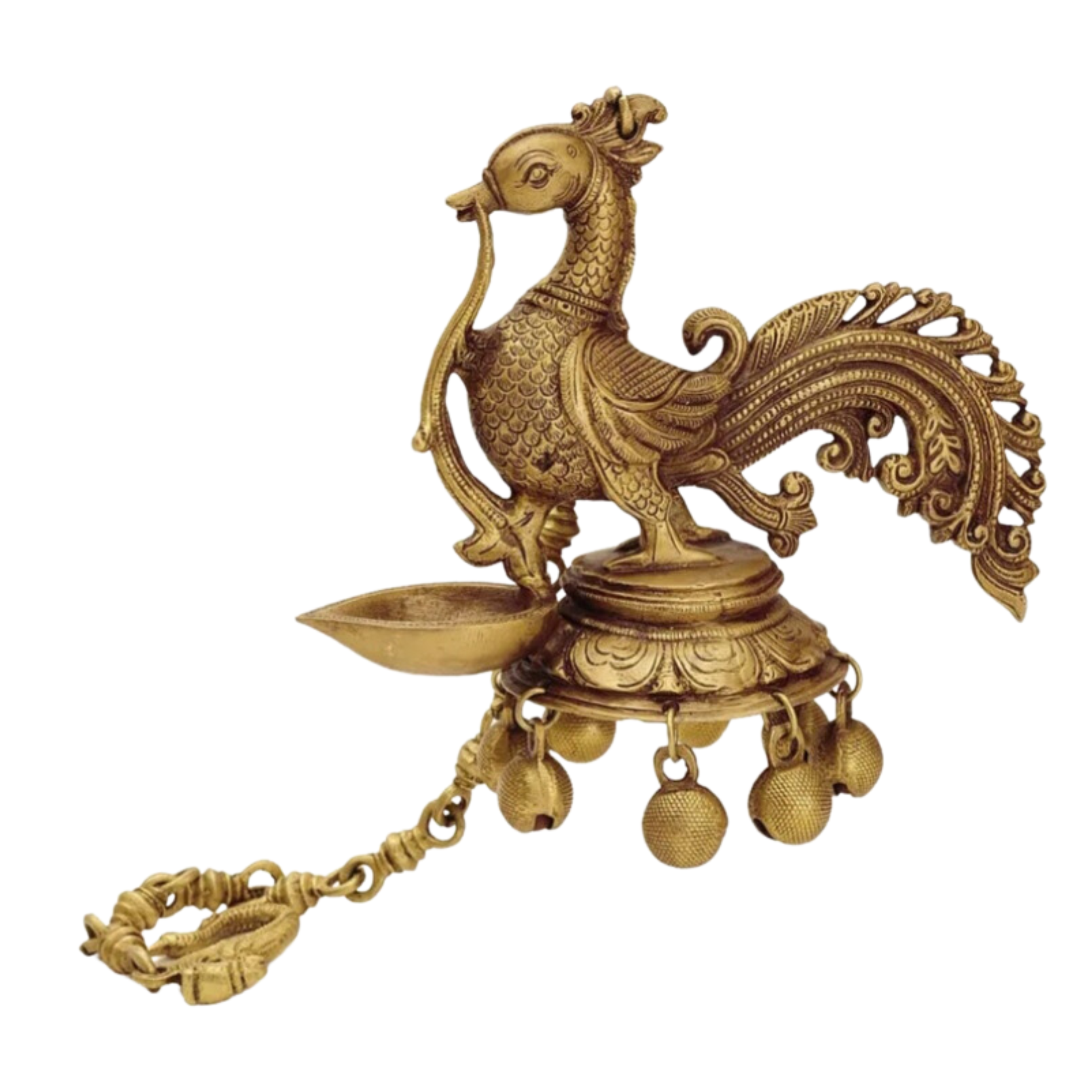 Peacock Ghungroo Hanging Brass Lamp #PILP-2208