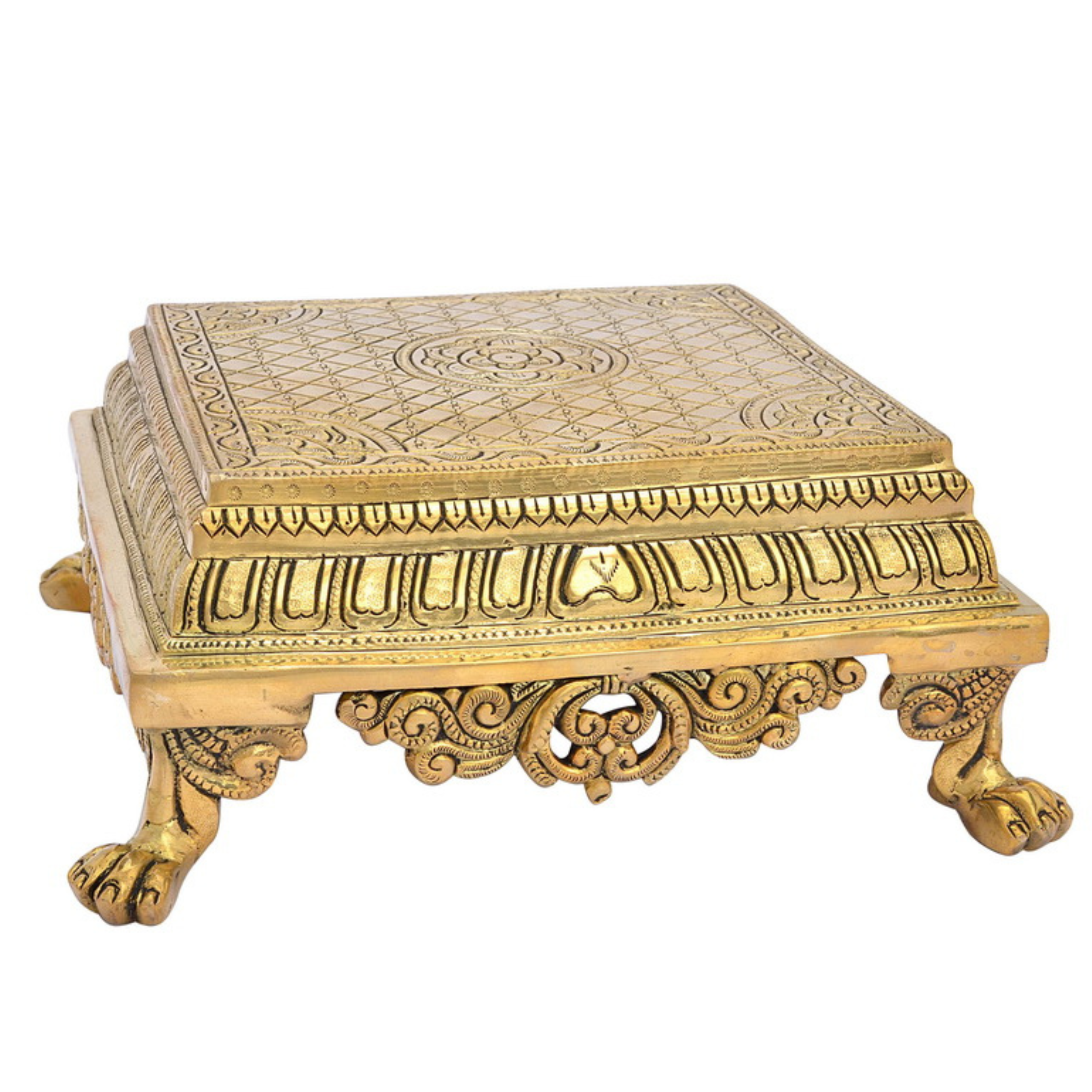 Brass Chowki with Good Engraving Work #PICK-2401