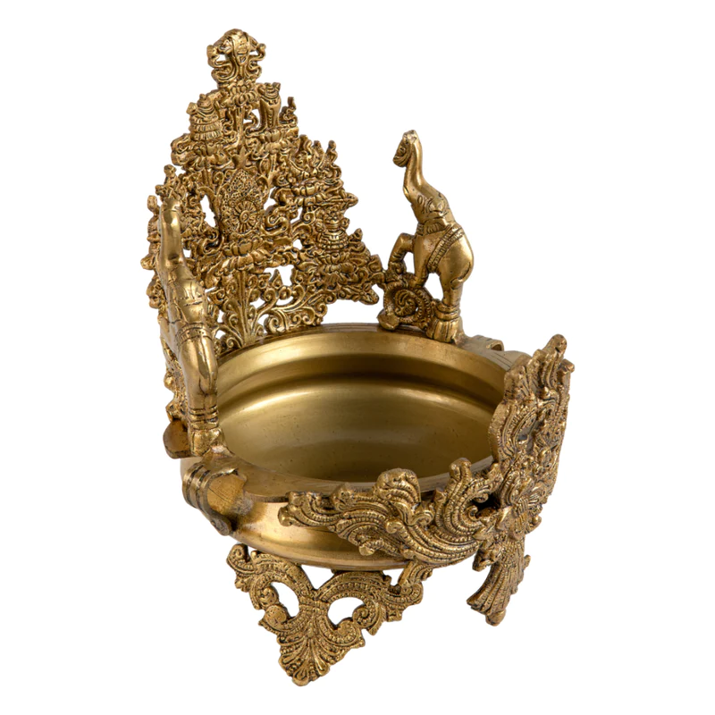  Brass Twin Elephant Urli #PIU-5009