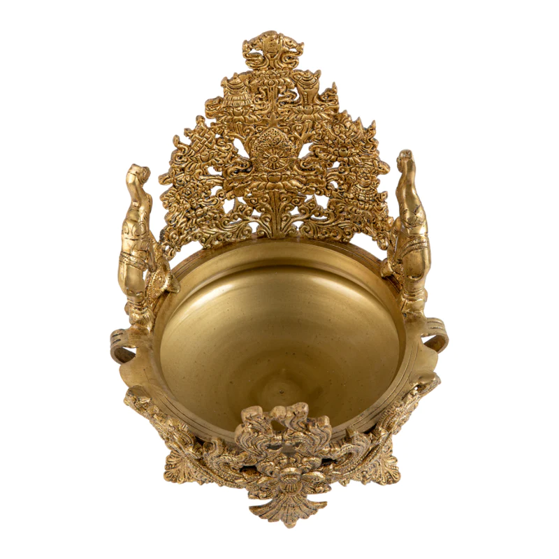  Brass Twin Elephant Urli #PIU-5009
