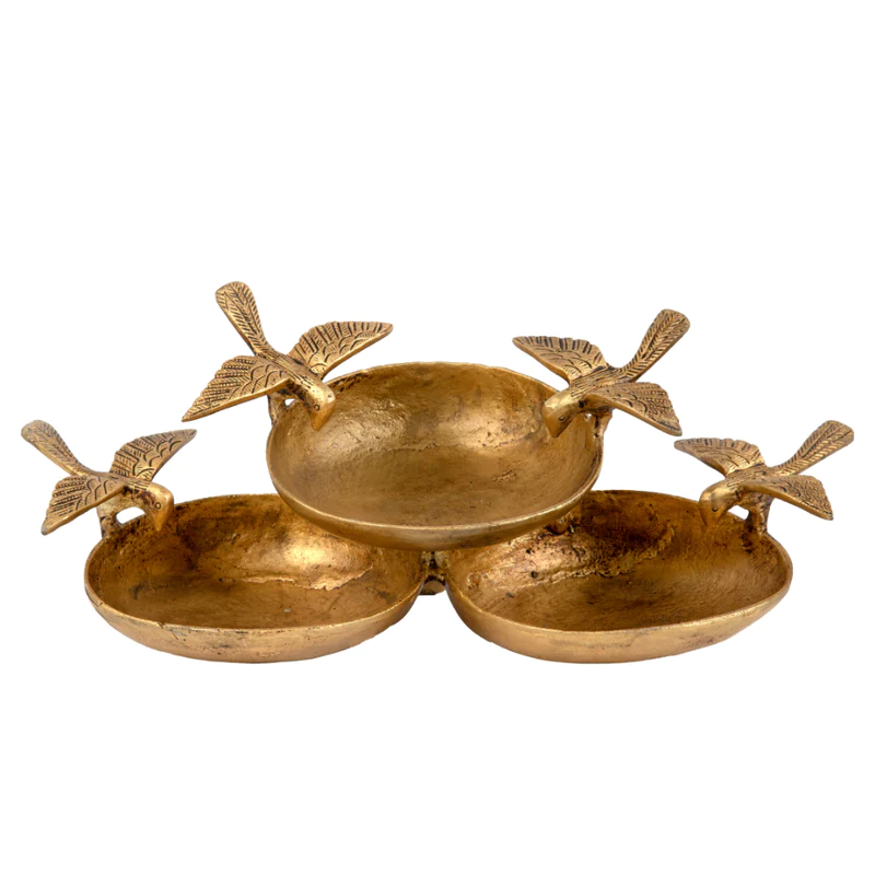 Art Brass Bird 3 Urli Design #PIU-5014