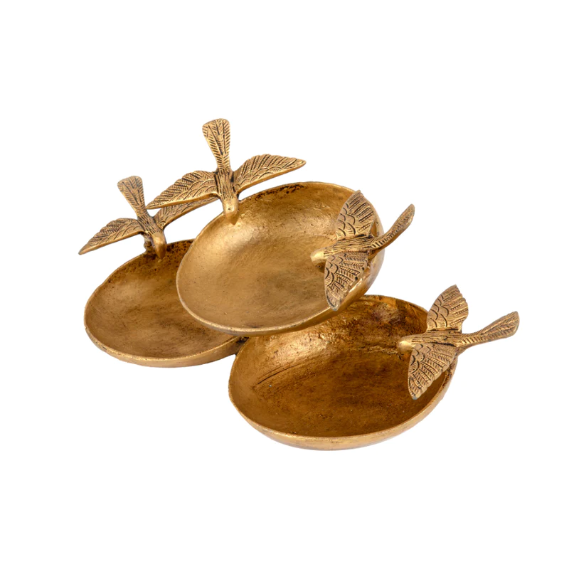 Art Brass Bird 3 Urli Design #PIU-5014