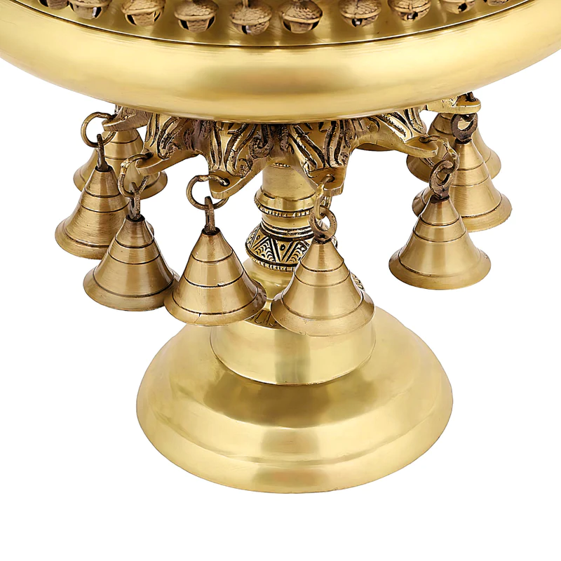 Brass Urli Bowl with Bells Ethnic #PIU-5018