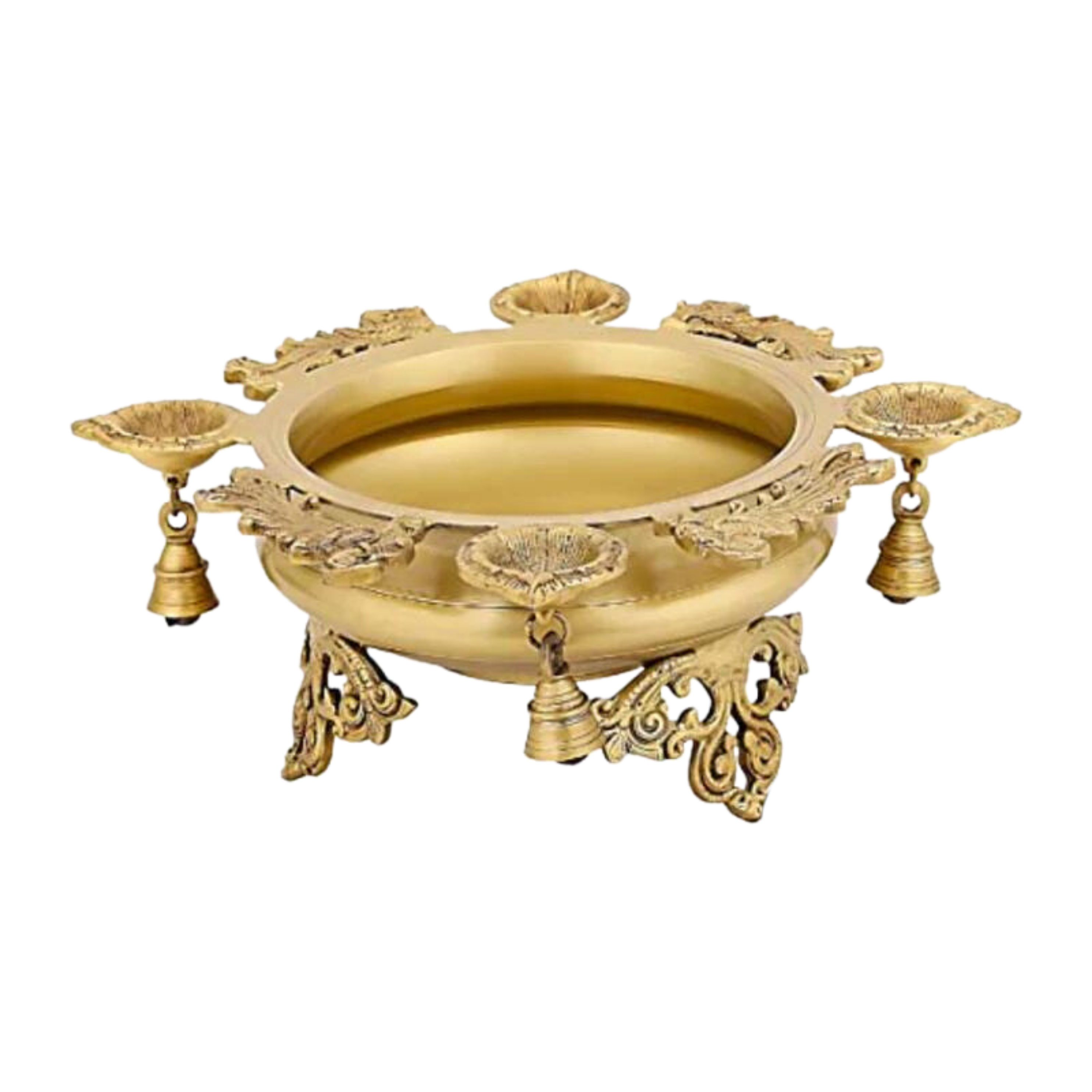 Brass Urli Bowl with Bells Ethnic Design #PIU-5019