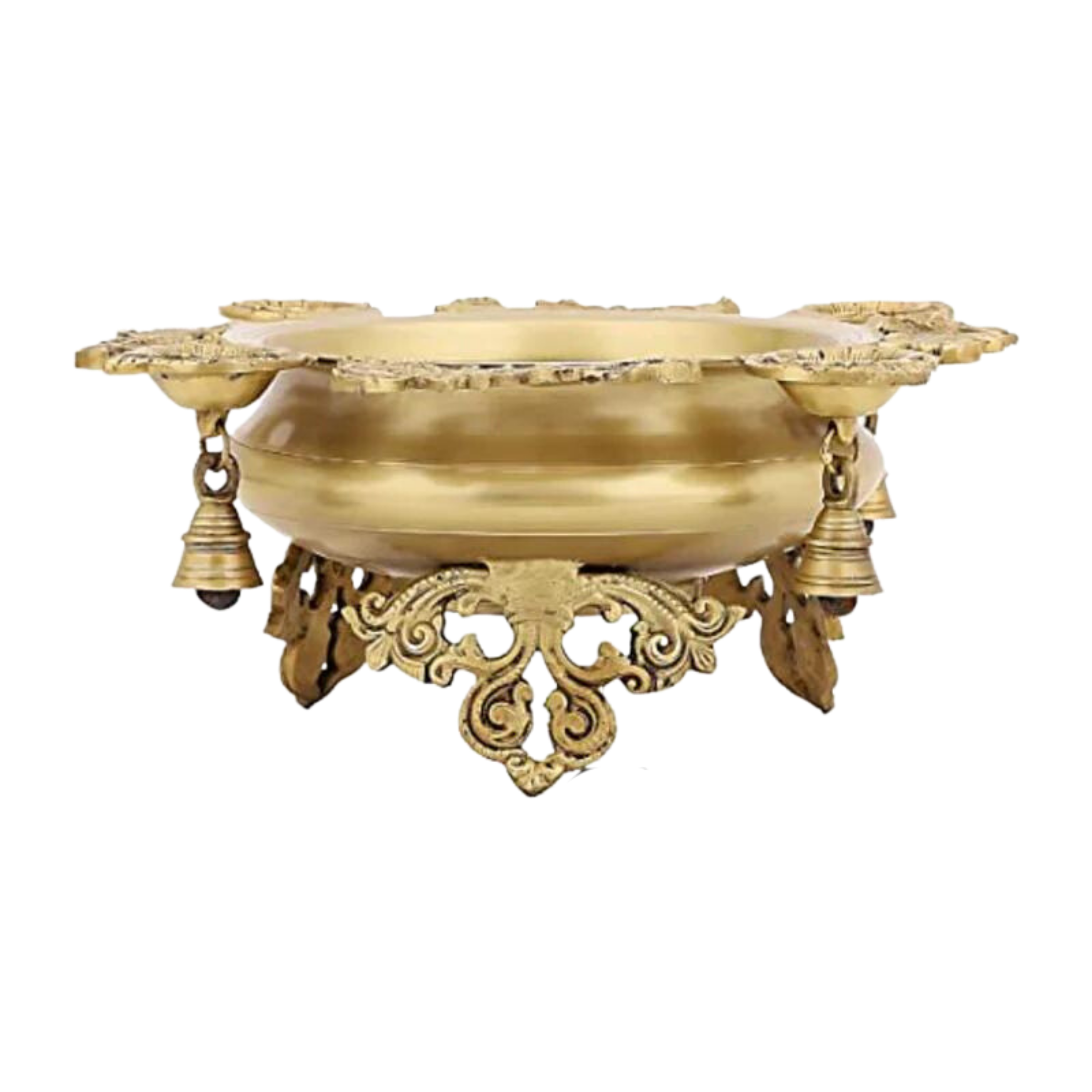  Brass Urli Bowl with Bells Ethnic Design #PIU-5019