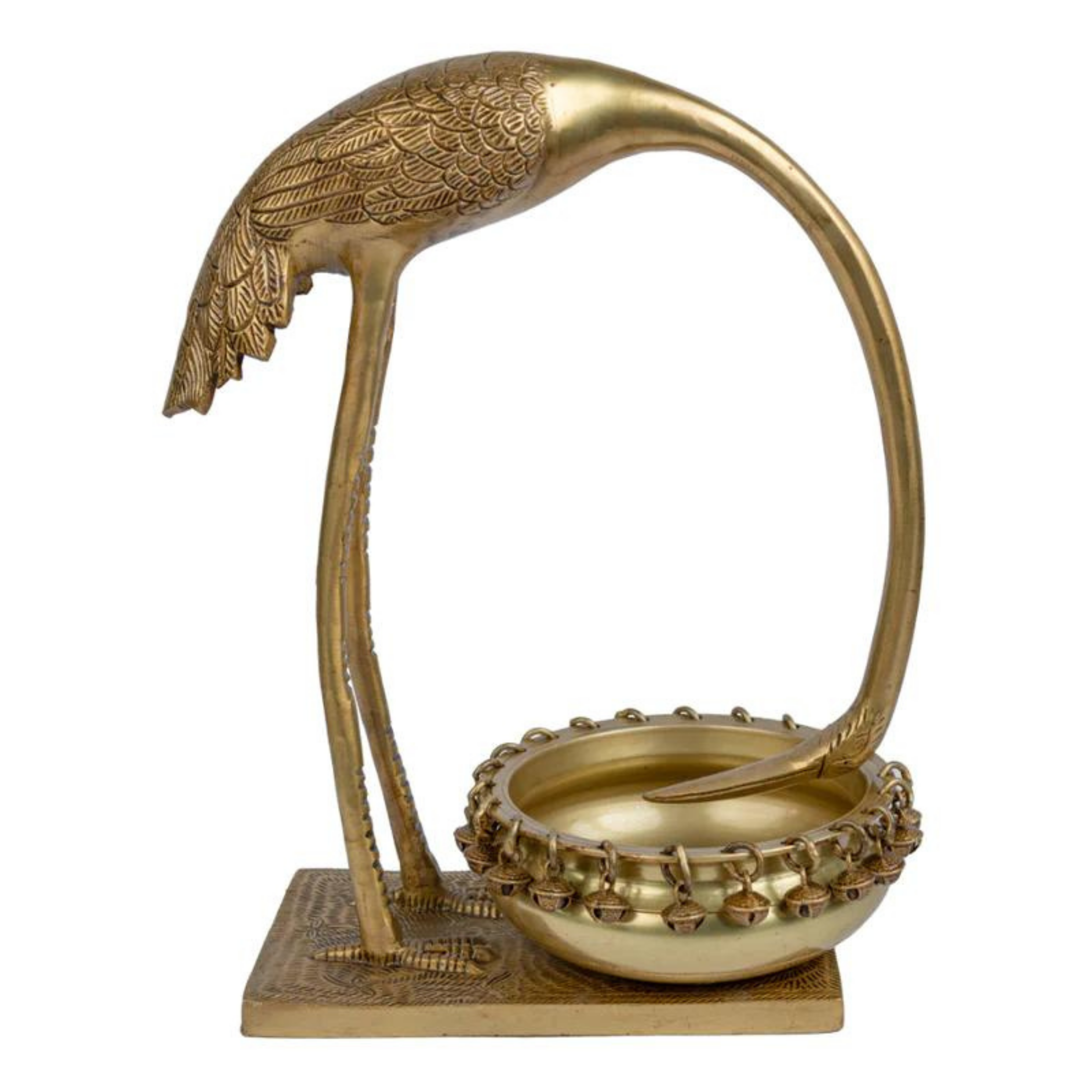 Brass Crane Bird Urli Bowl #PIU-5023