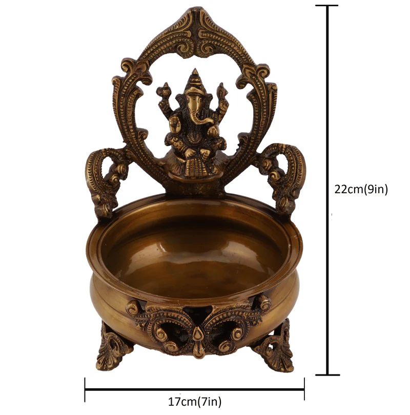  Brass Urli Bowl Ganesh Ji Dark #PIU-5028