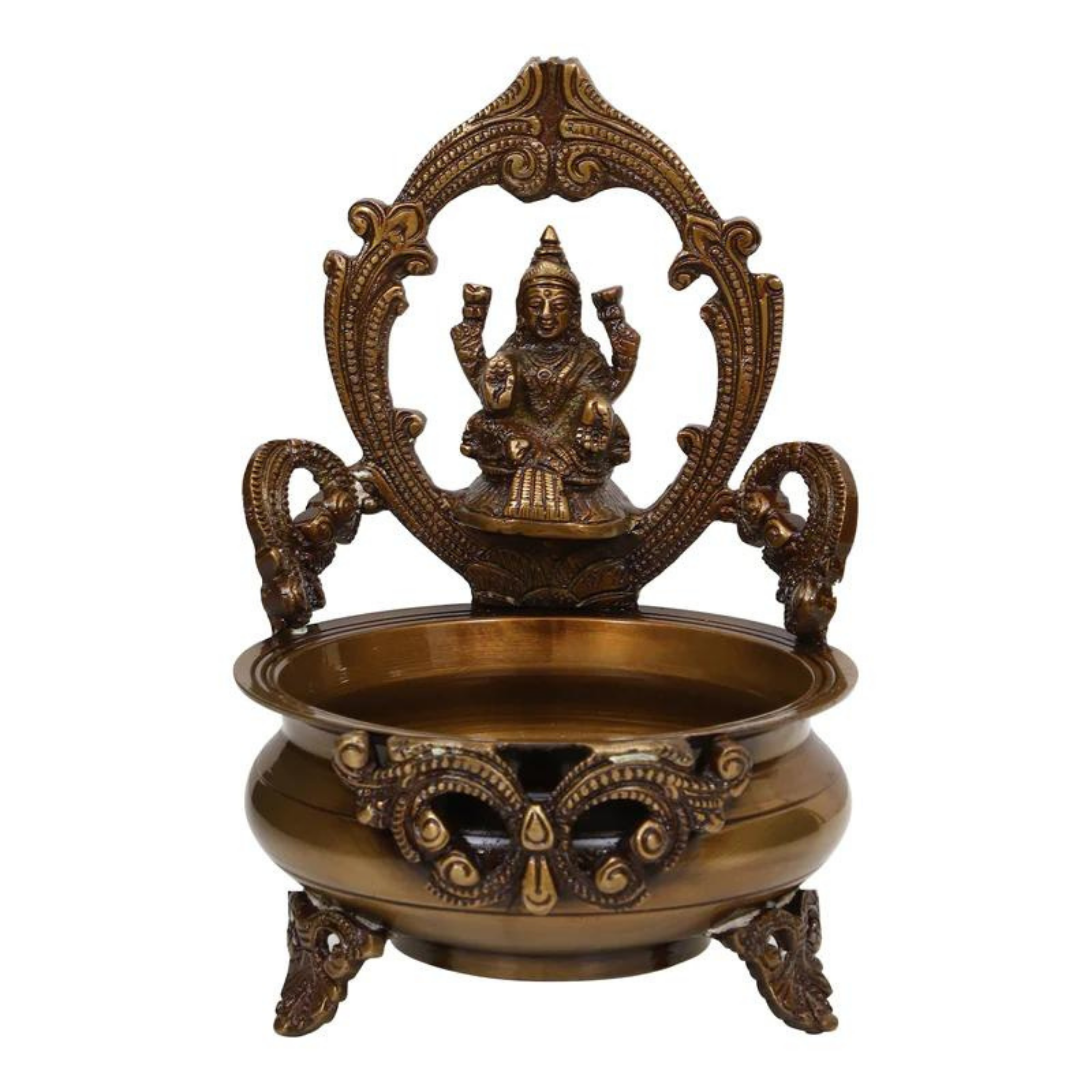 Brass Urli Bowl Lakshmi Ji dark #PIU-5030