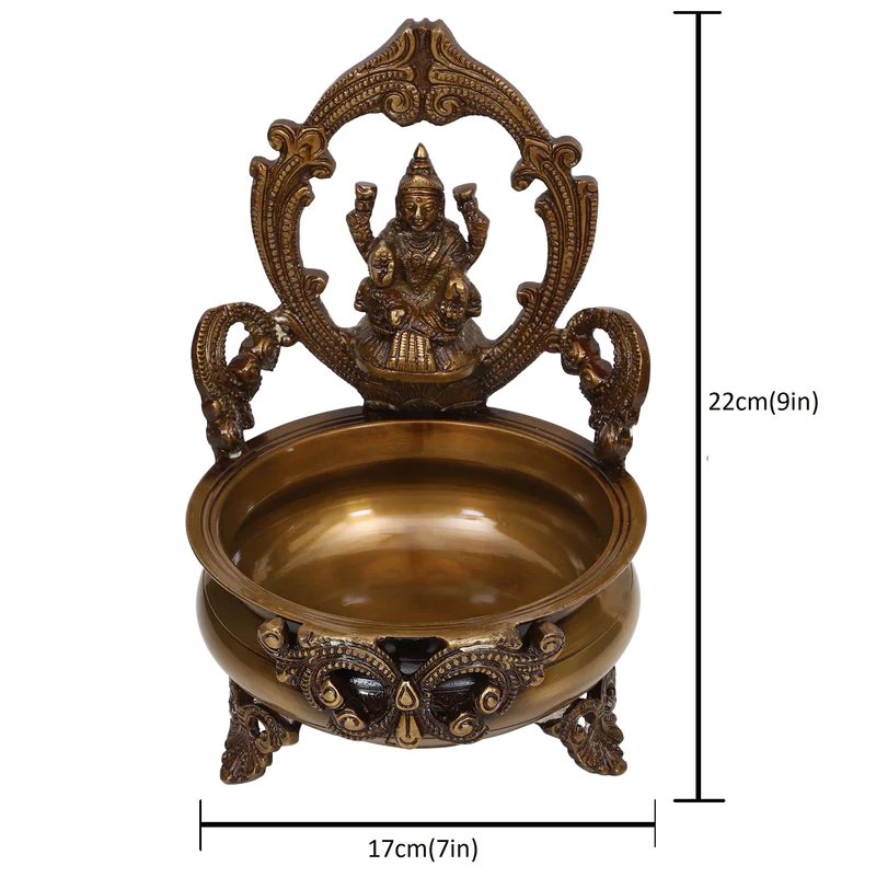 Brass Urli Bowl Lakshmi Ji dark #PIU-5030
