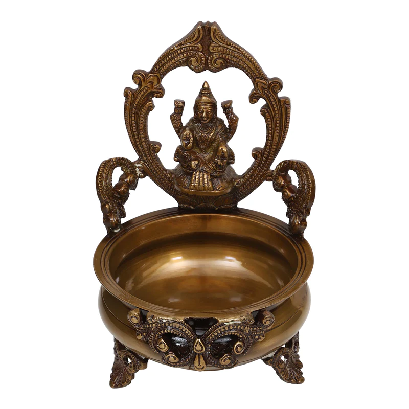 Brass Urli Bowl Lakshmi Ji dark #PIU-5030