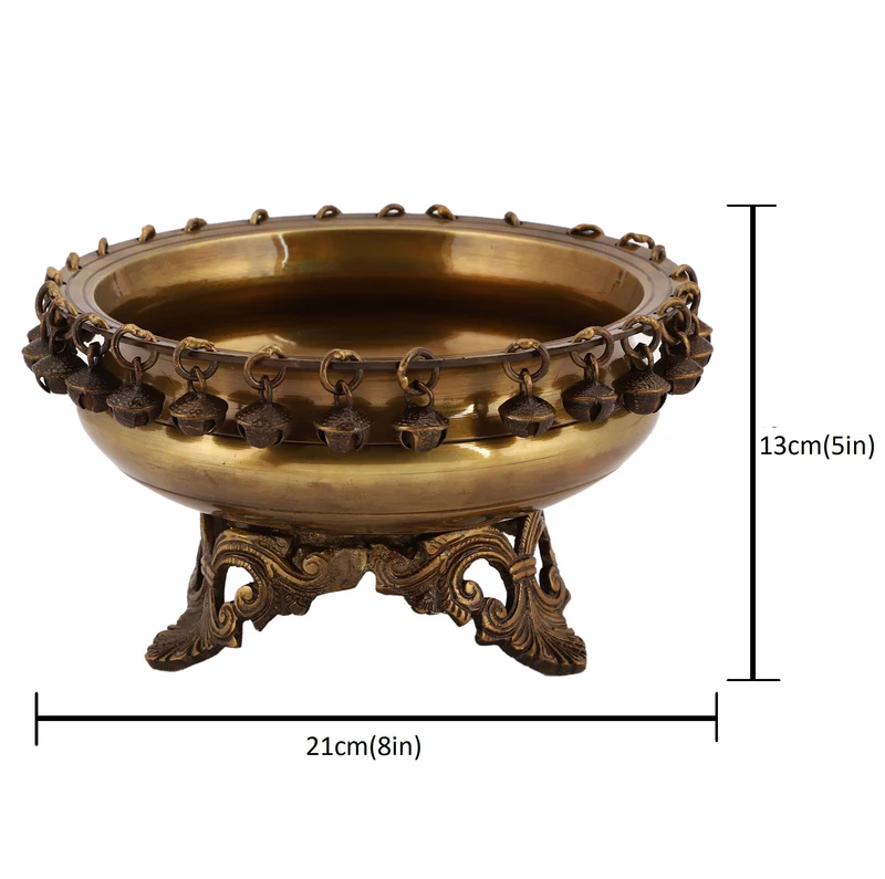 Brass Urli Bowl 8in Dark #PIU-5031