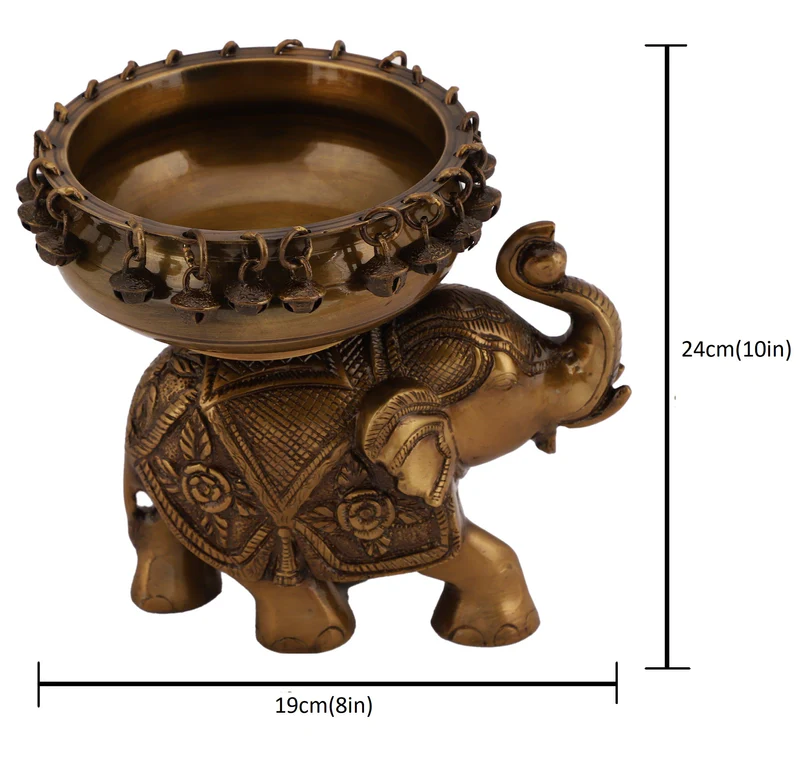 Brass Elephant Urli Dark #PIU-5034