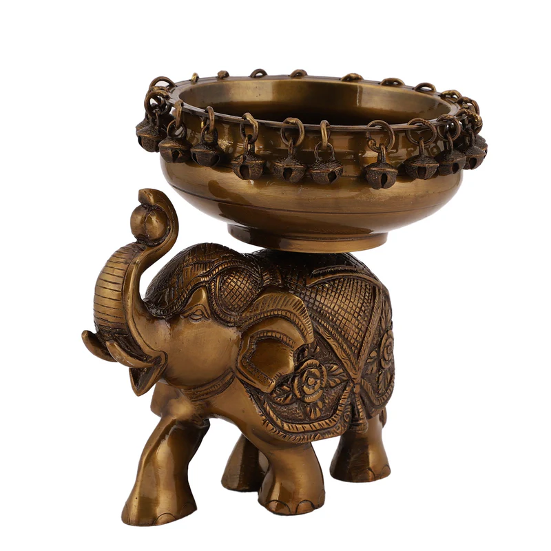 Brass Elephant Urli Dark #PIU-5034