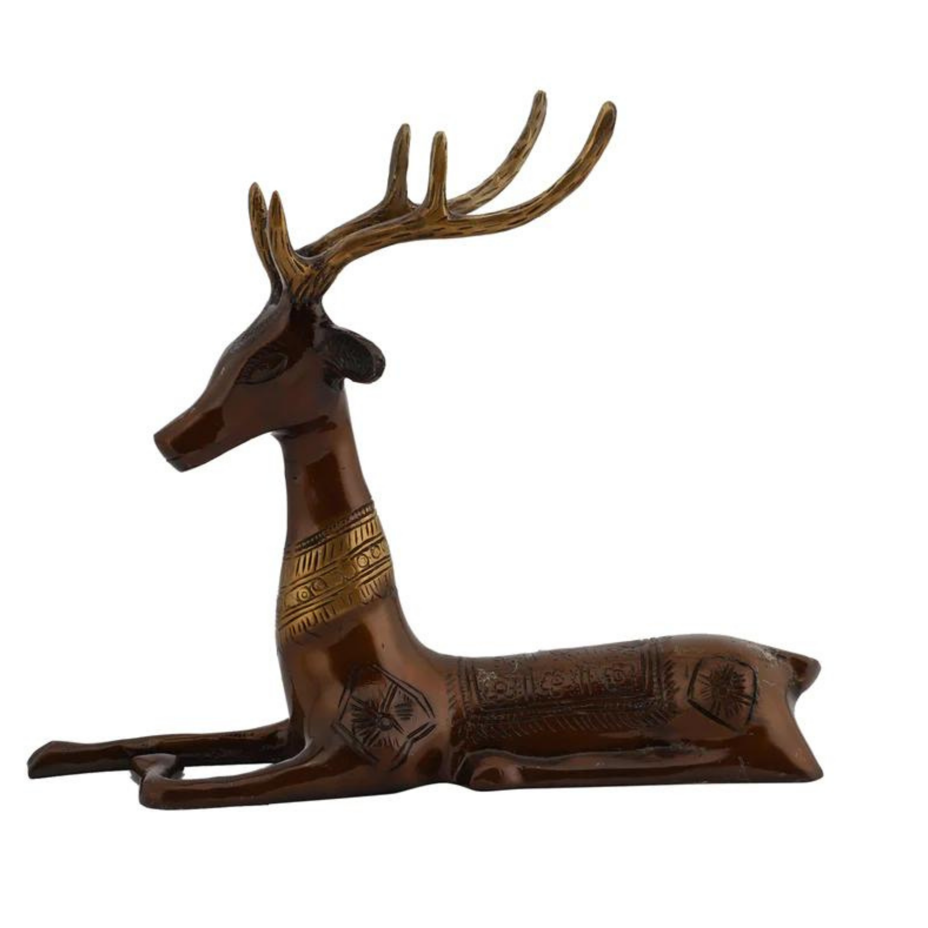 Brass Deer Sitting Statue #PIAS-11264