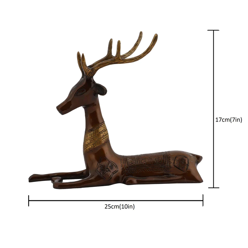 Brass Deer Sitting Statue #PIAS-11264
