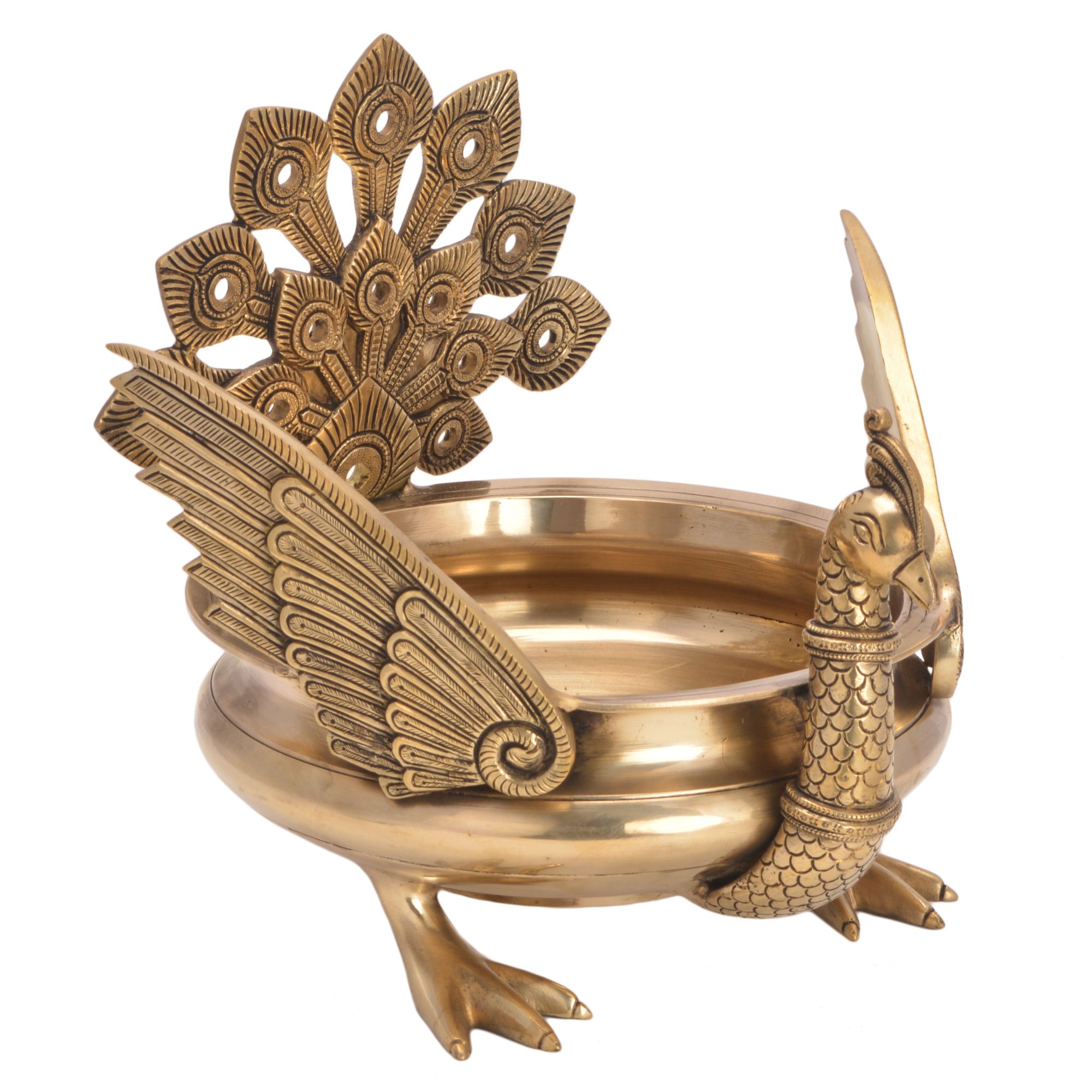 Elegant Brass Peacock Urli #PIU-5037