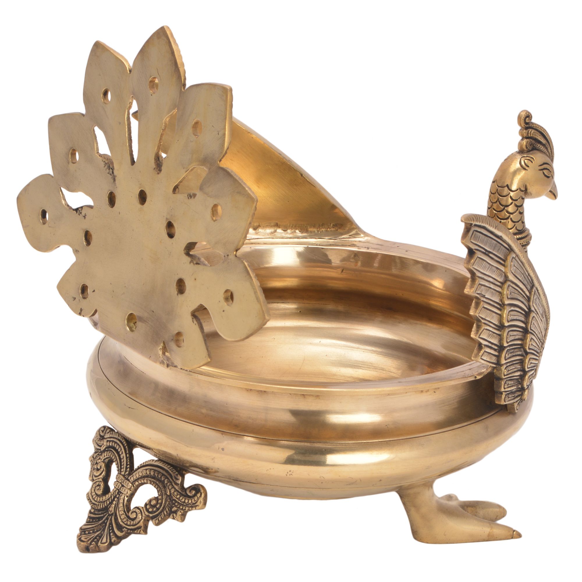 Elegant Brass Peacock Urli #PIU-5037
