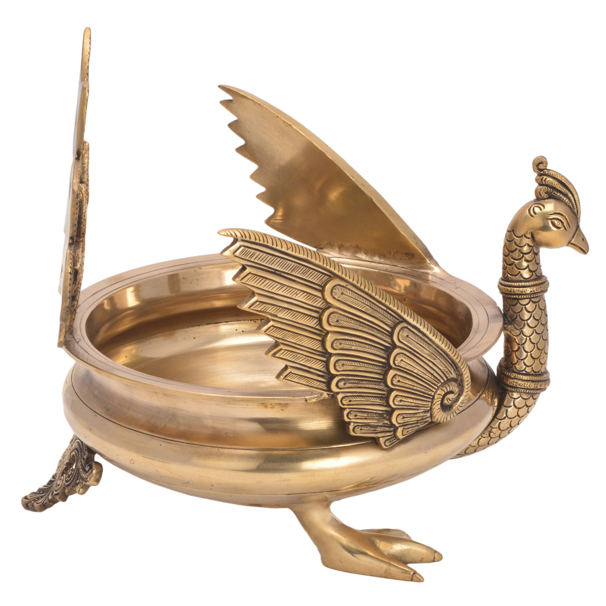 Elegant Brass Peacock Urli #PIU-5037