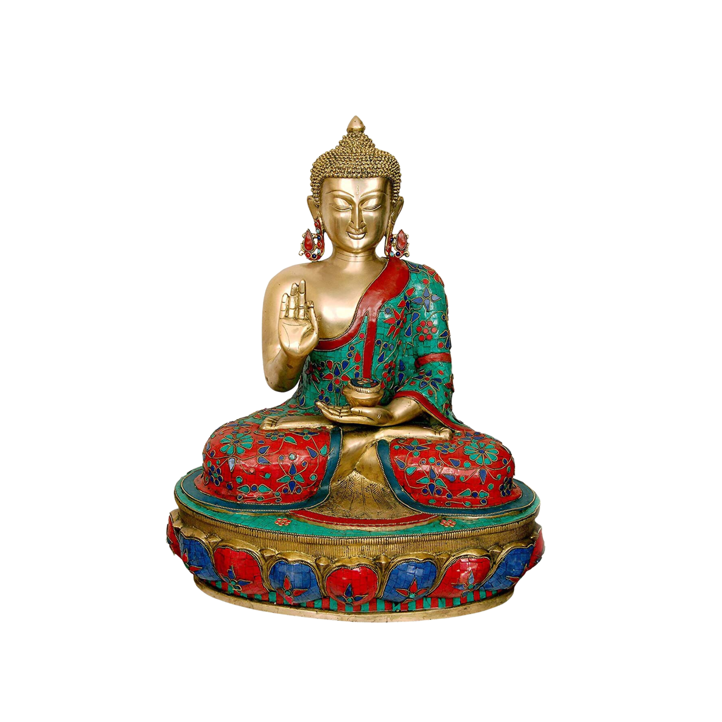 Turquoise Bronze Buddha Statue #PIB-4014