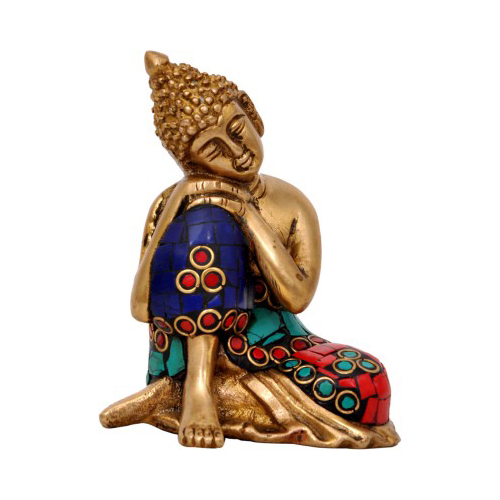 Religious Brass Lord Buddha Resting Statue- A peaceful Decorative Figurine #PIB-4018