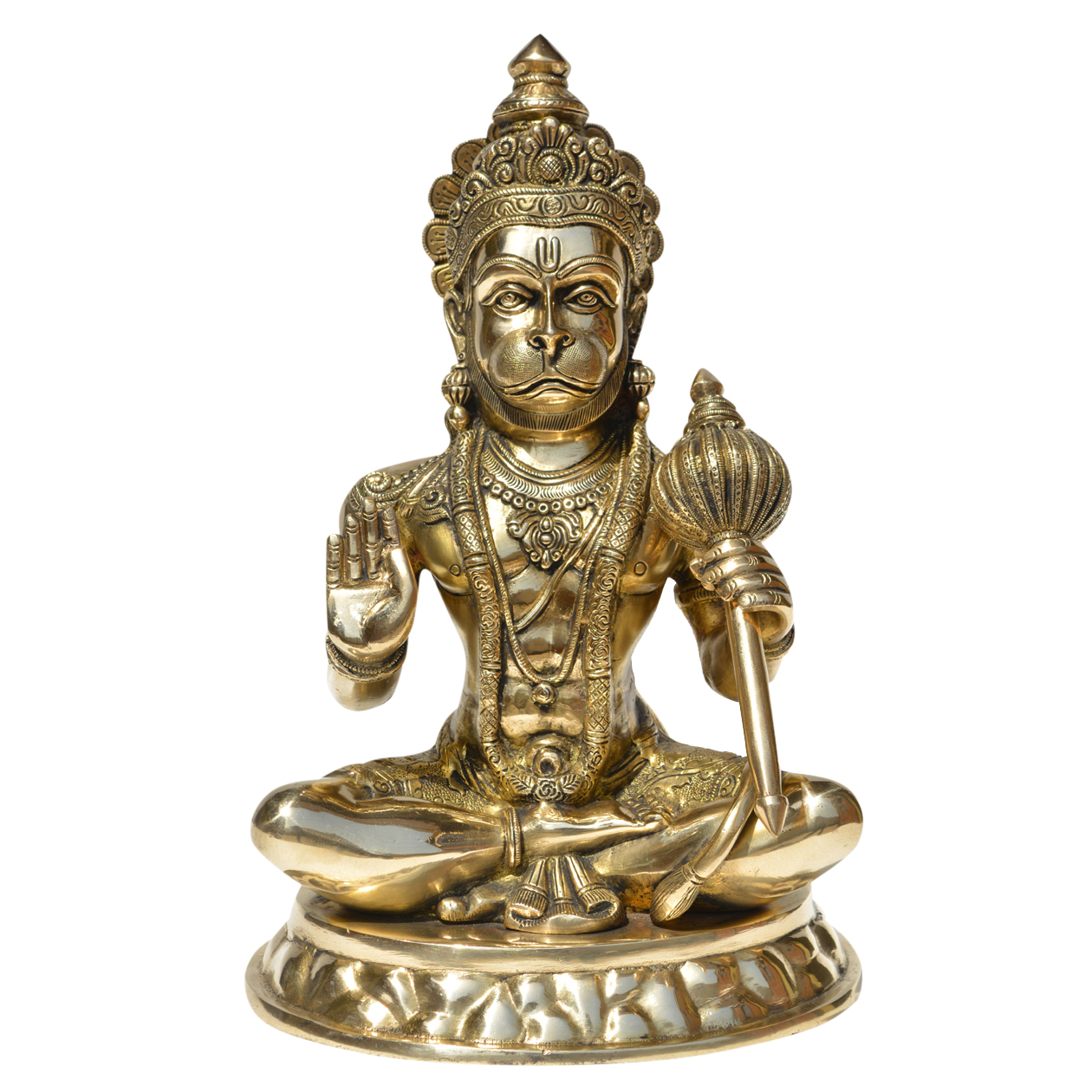 Sitting Hanuman ji Monkey face god Bajrangwali Murti Statue with gada #PIH-6027