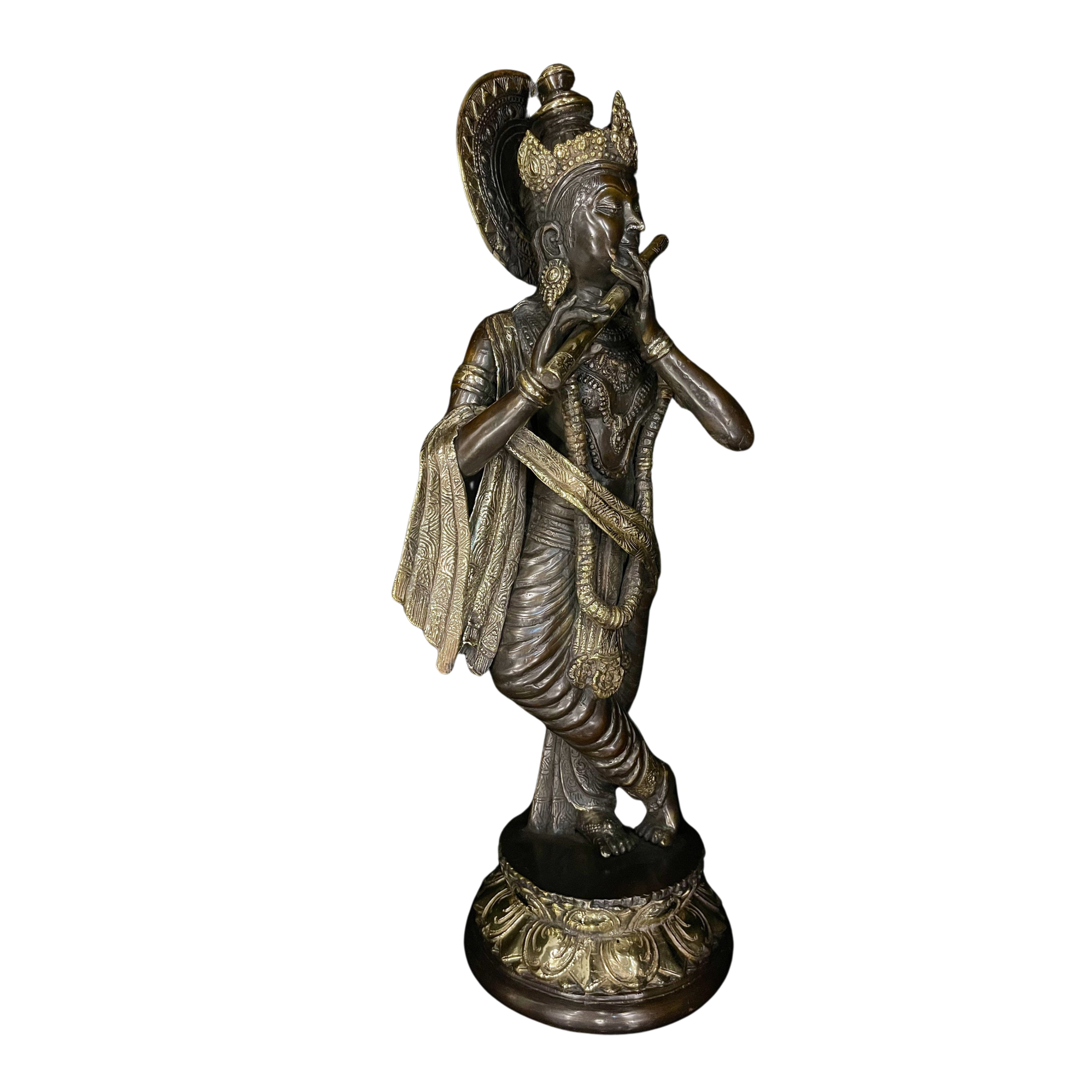 Brass Lord Krishna Playing Flute #PIK-7004