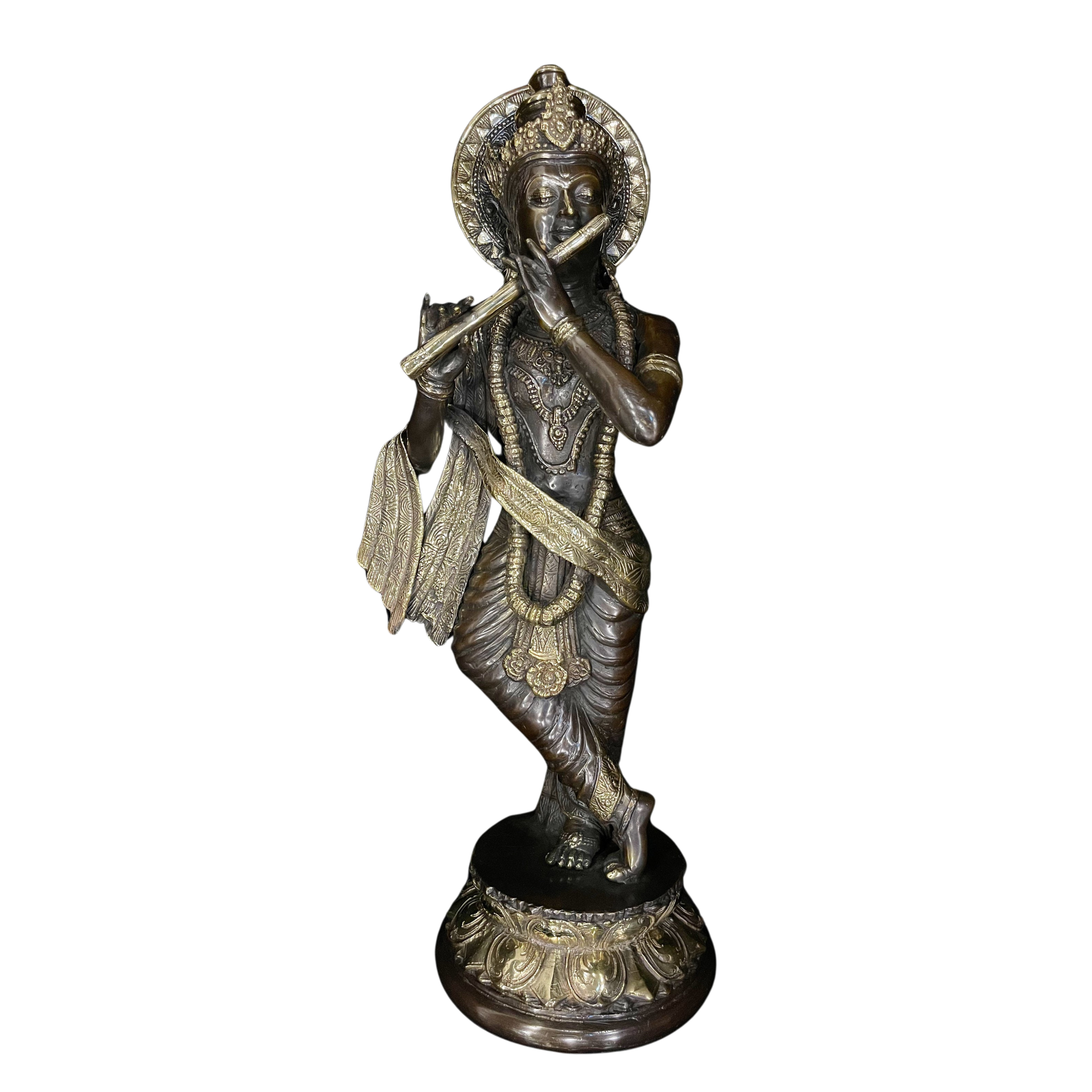 Brass Lord Krishna Playing Flute #PIK-7004