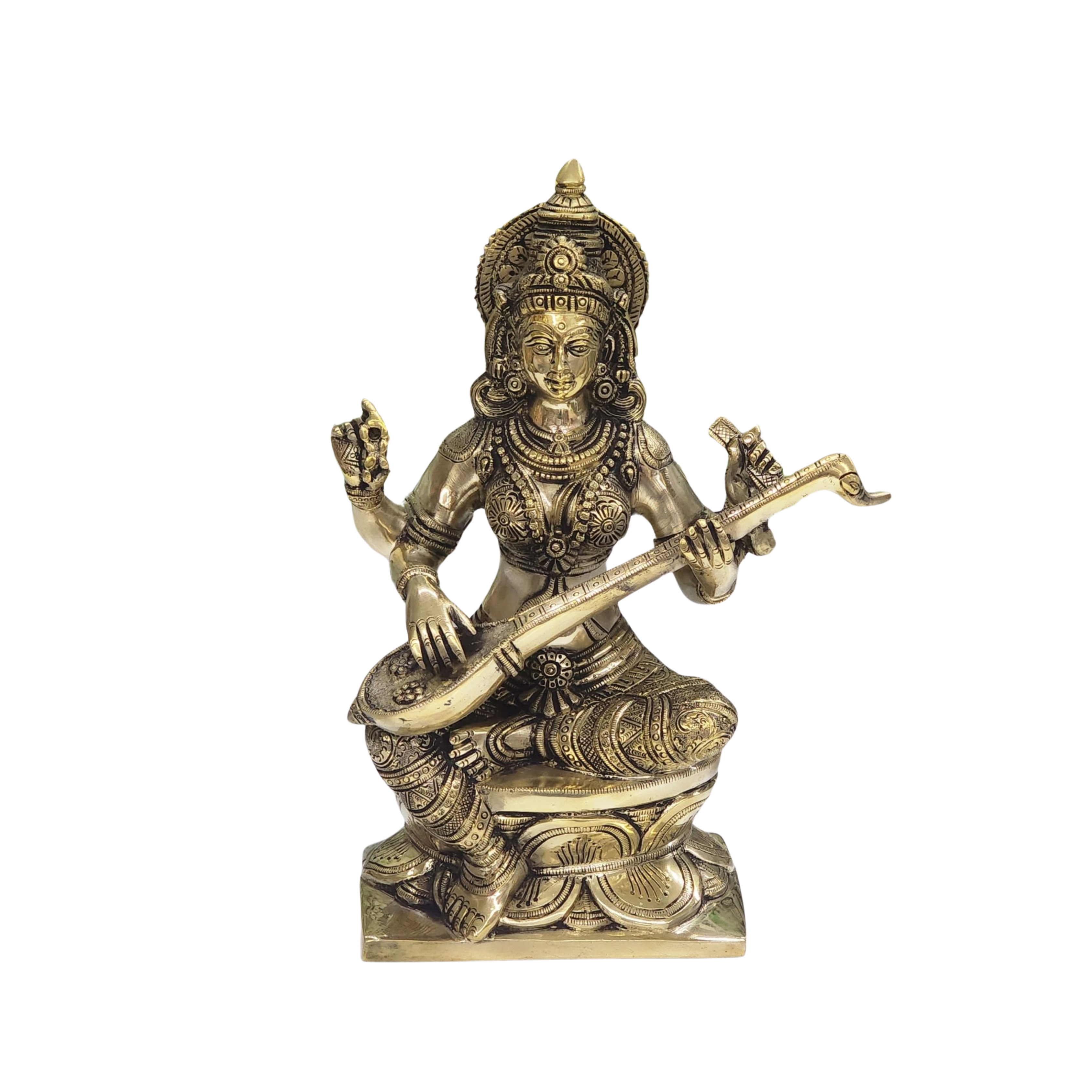 Brass Goddess Saraswati on Swan#PIS-3004