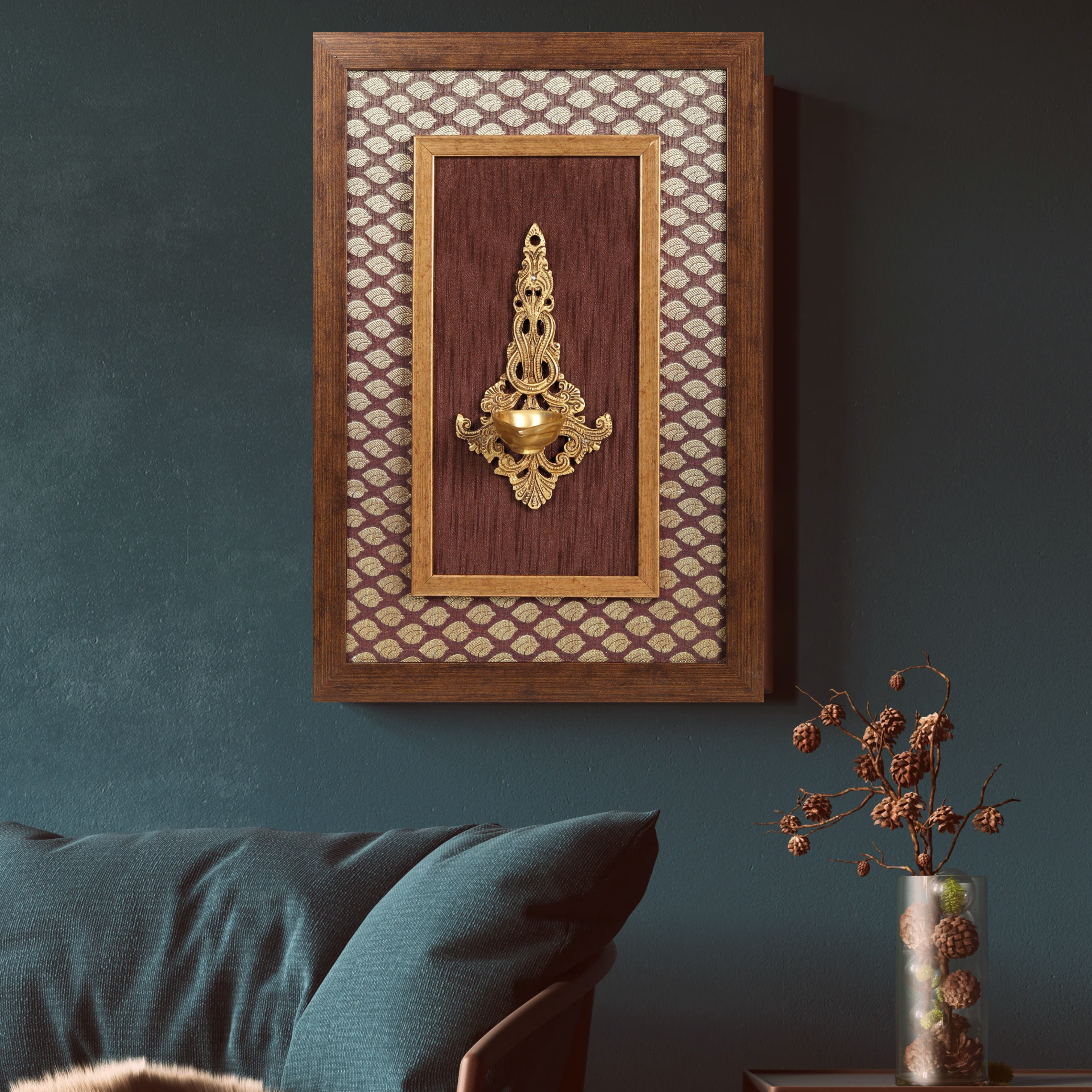  Wooden Framed Ritual Diya | Wall Hanging