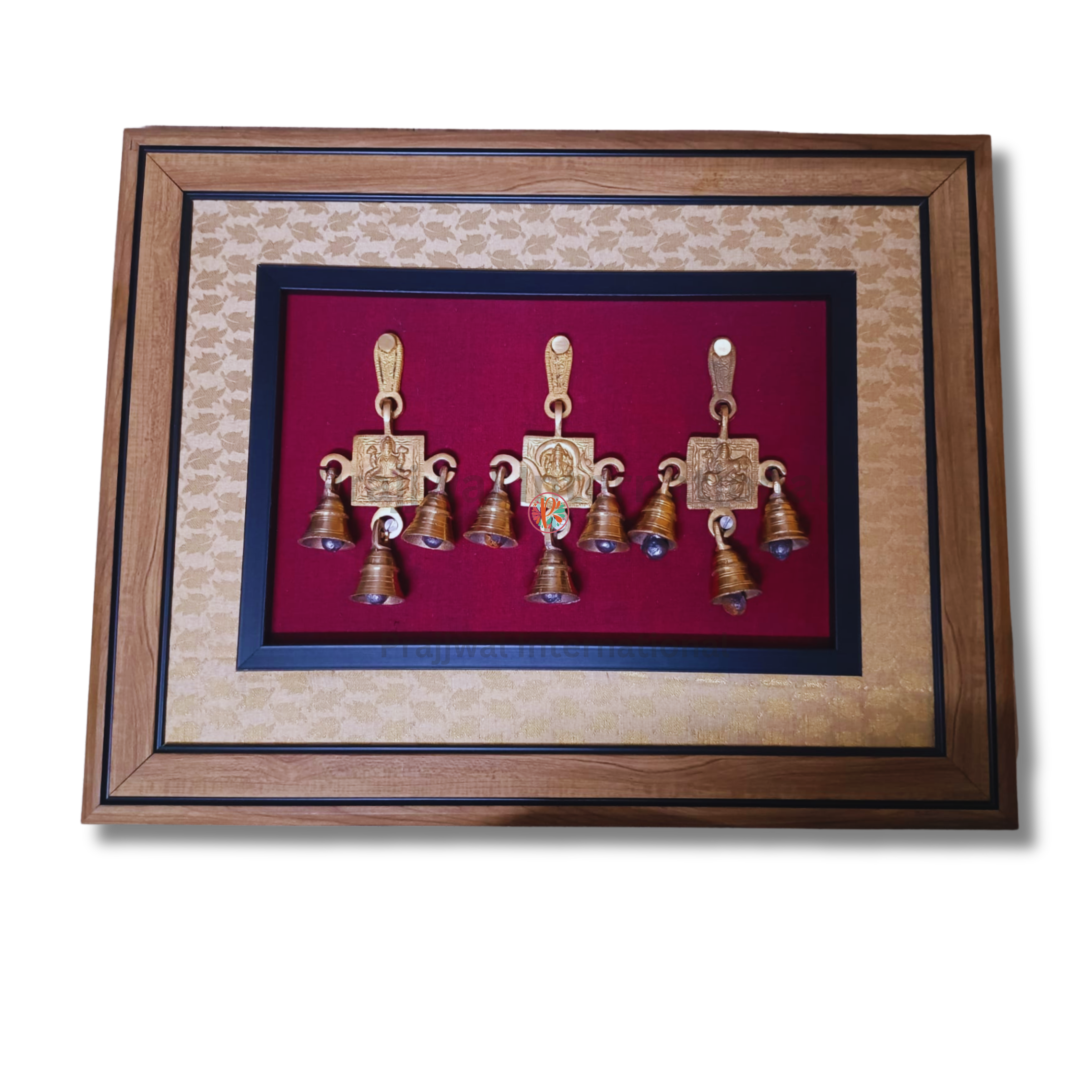  Decorative Lakshmi, Ganesha and Saraswati in Brass | Wooden Wall Hanging Frame #PIF-1139