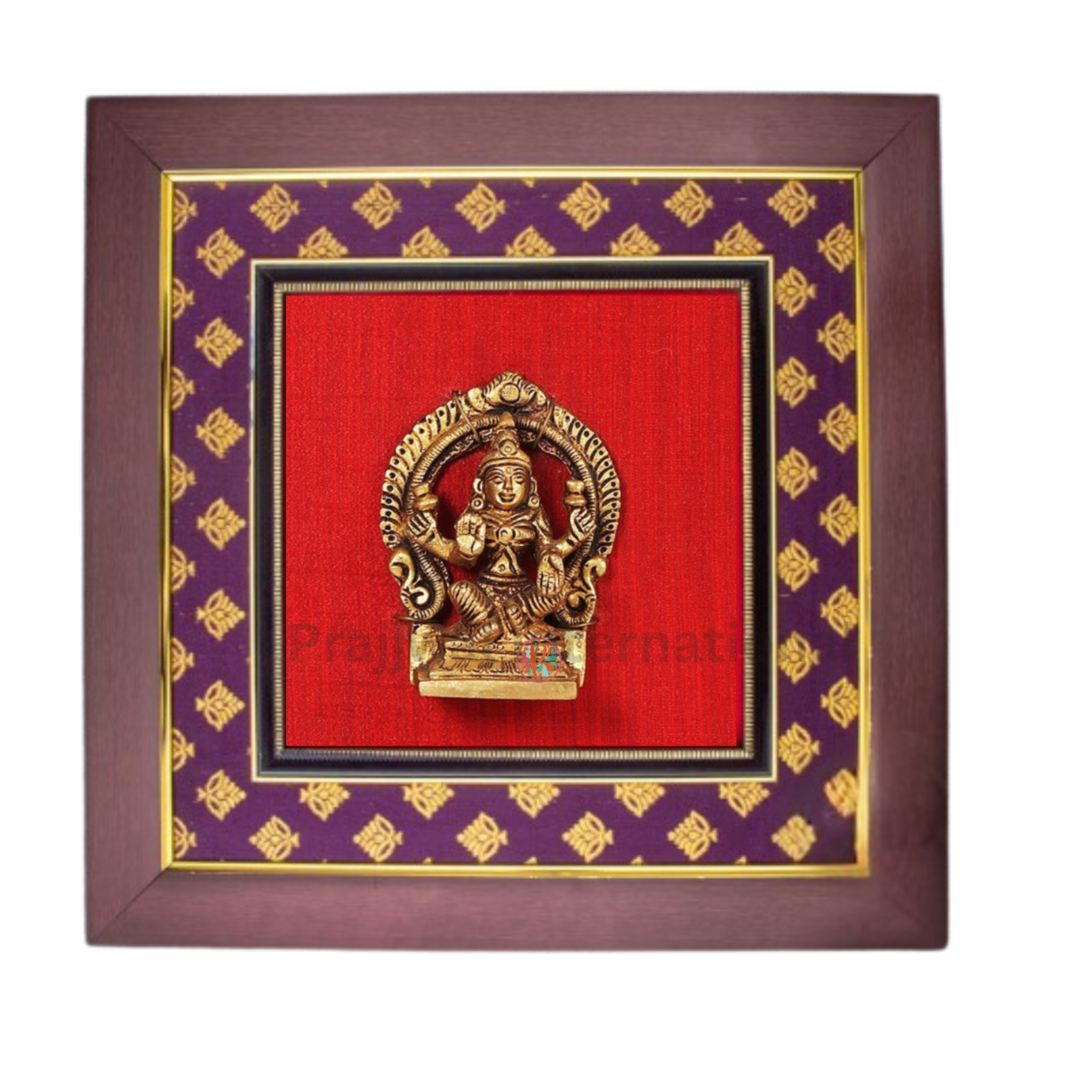 Brass Blessing Goddess Lakshmi With Wooden Frame | Wall Decor #PIF-1154