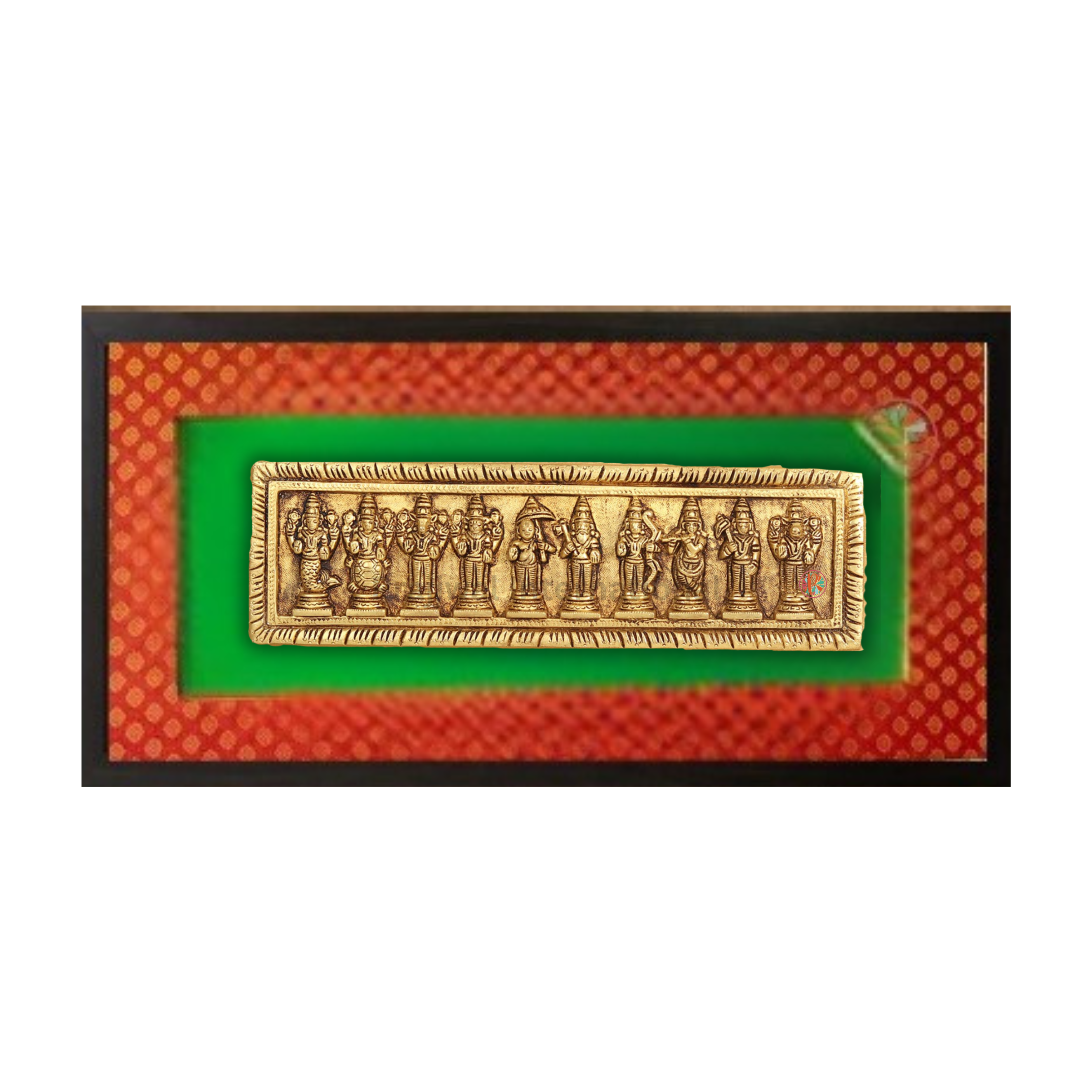  Lord Dashavatar Vishnu in Brass | Wooden Wall Hanging Frame #PIF-1145