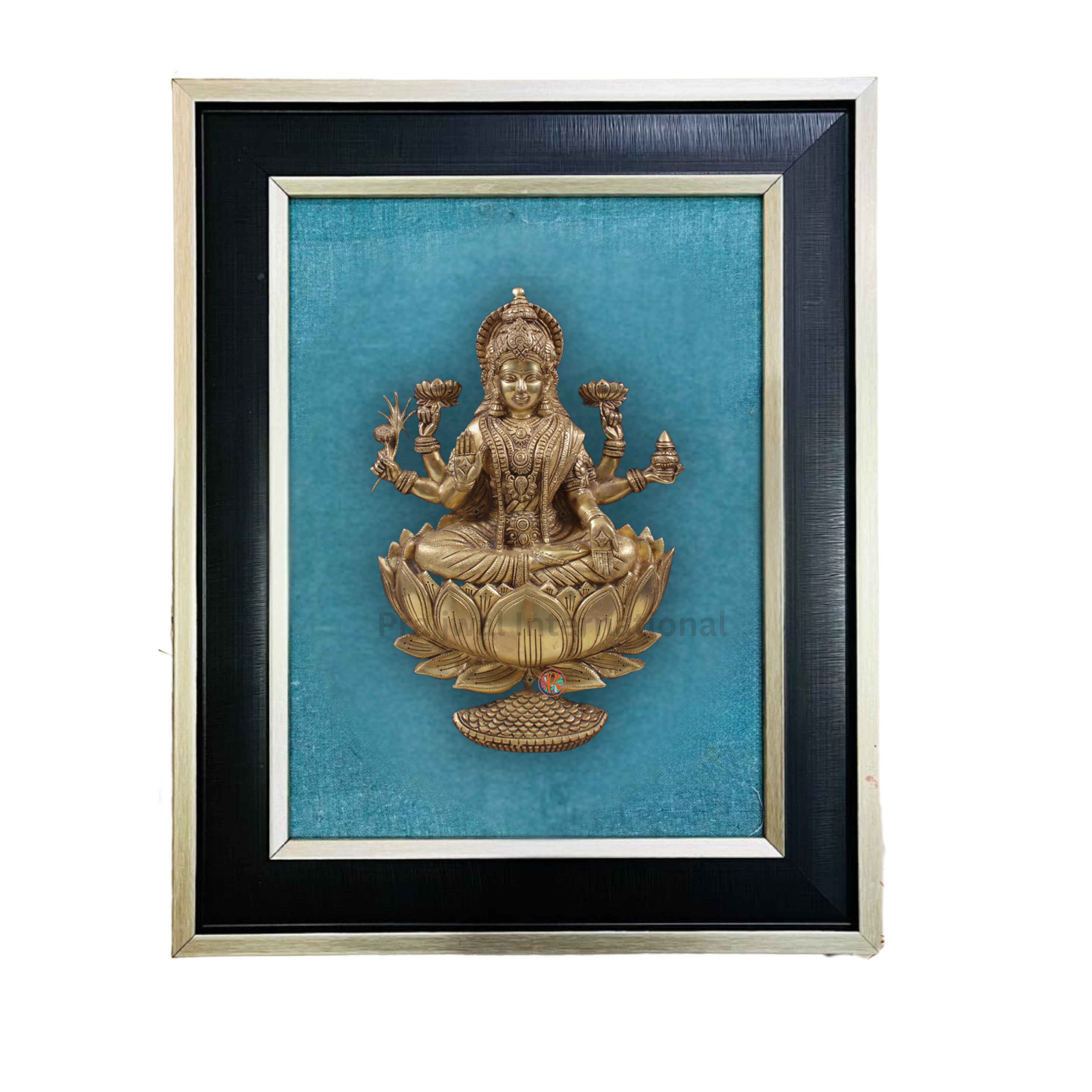 Dhanalakshmi Seated on a Lotus Wall Hanging with Frame In Brass | Handmade | Made In India #PIF-1121