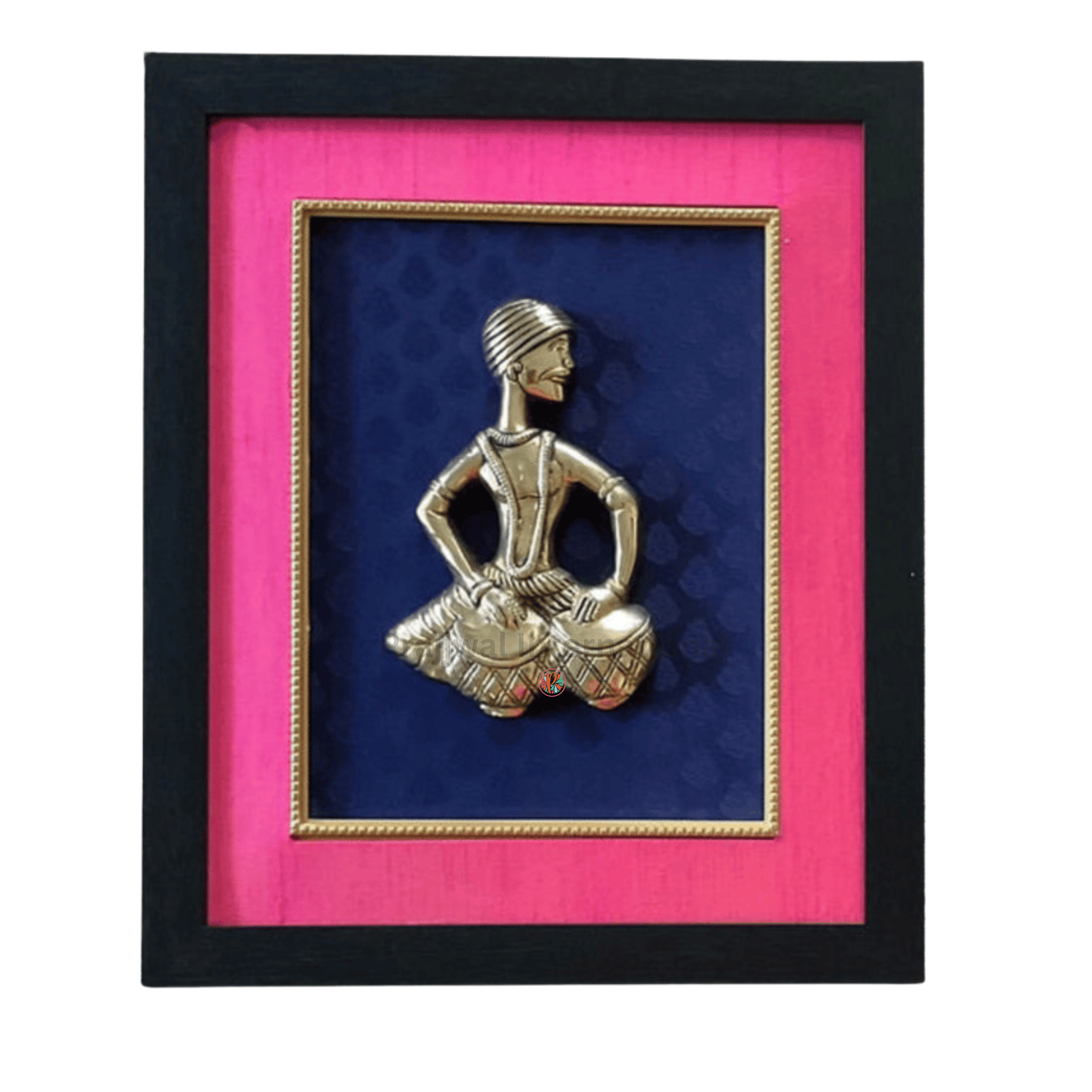 Brass Musician Wall Décor on Wooden Frame 