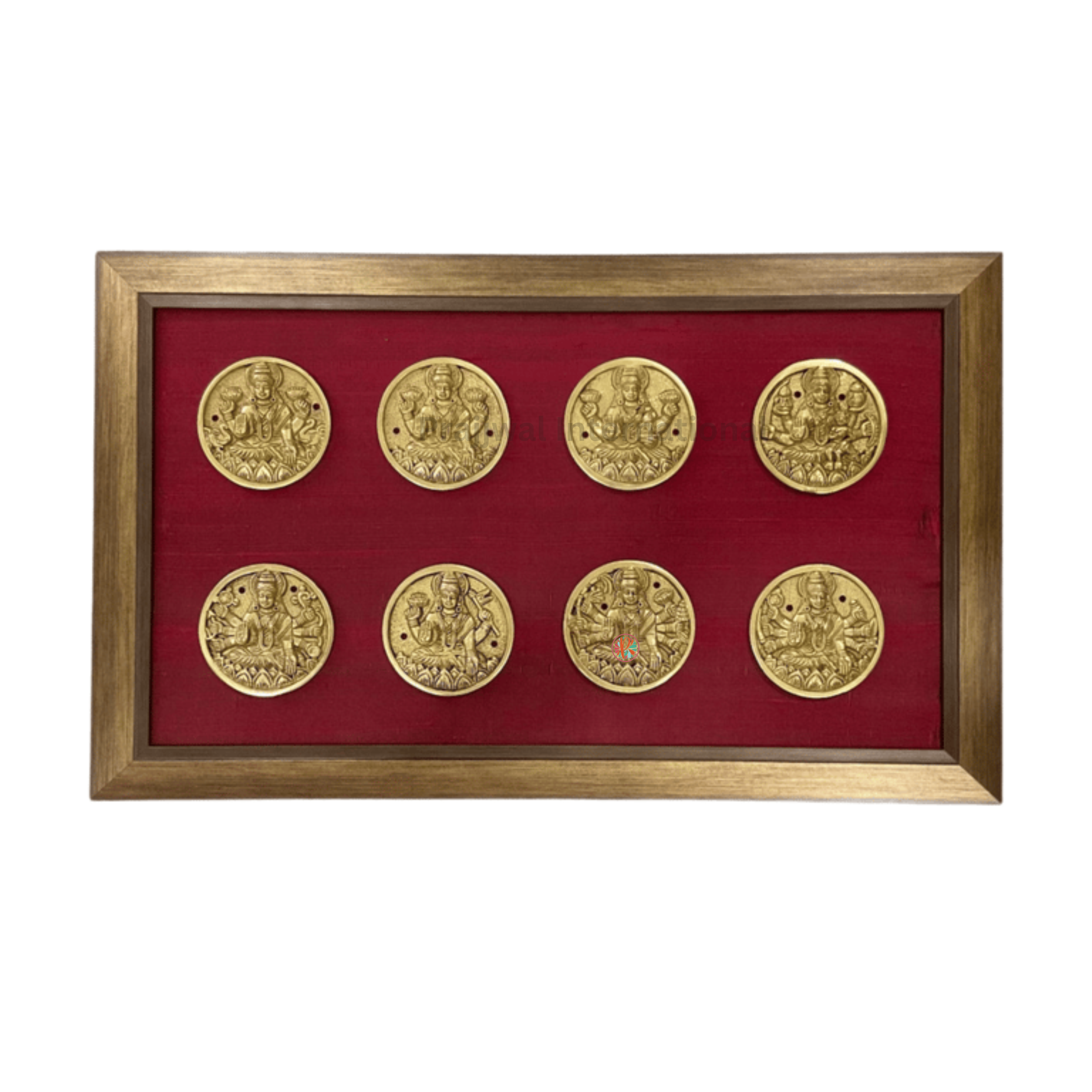 Ashtalakshmi Brass Divine Wall Hanging with Wooden Frame
