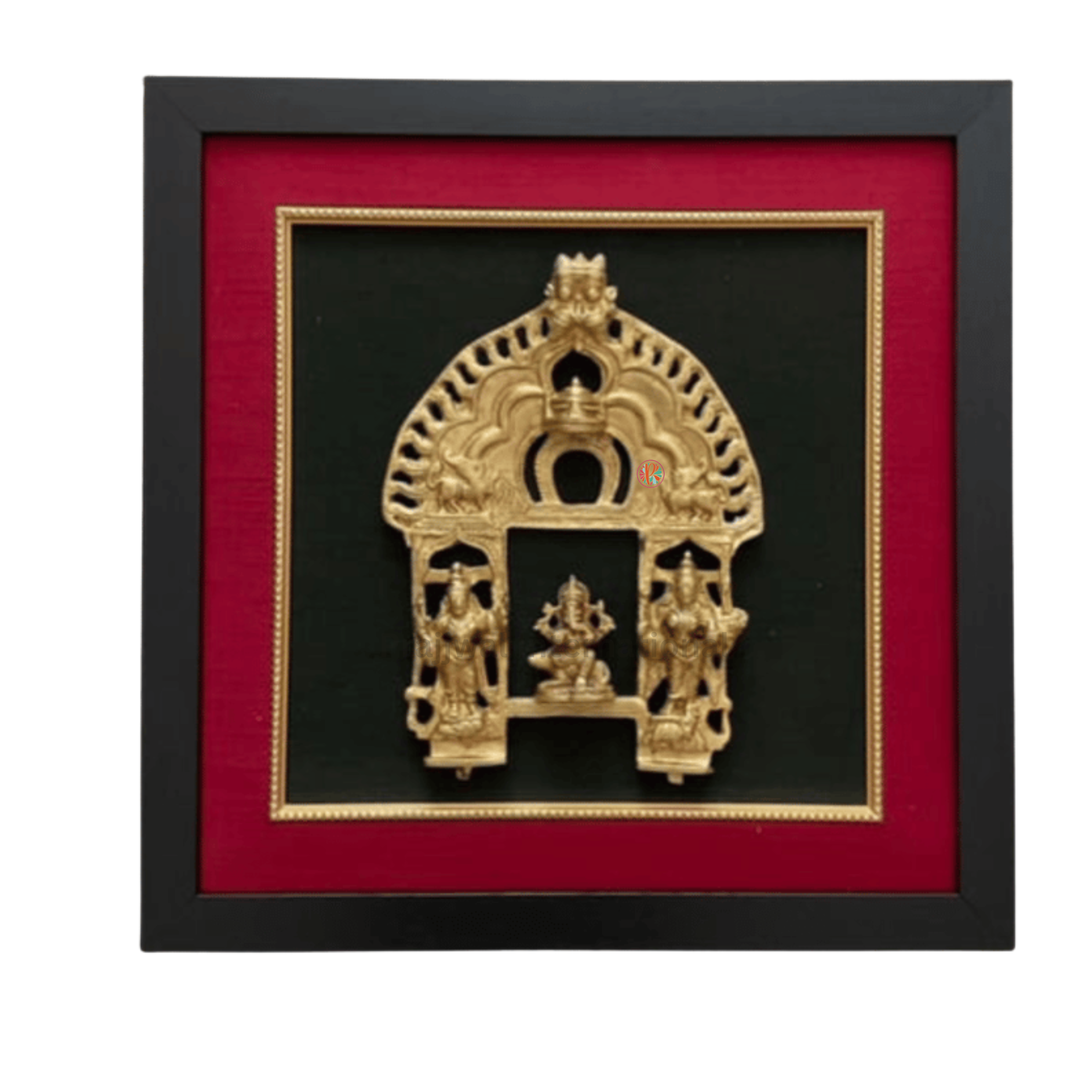 Framed Brass Prabhavali with Ganesh & Deep Lakshmi