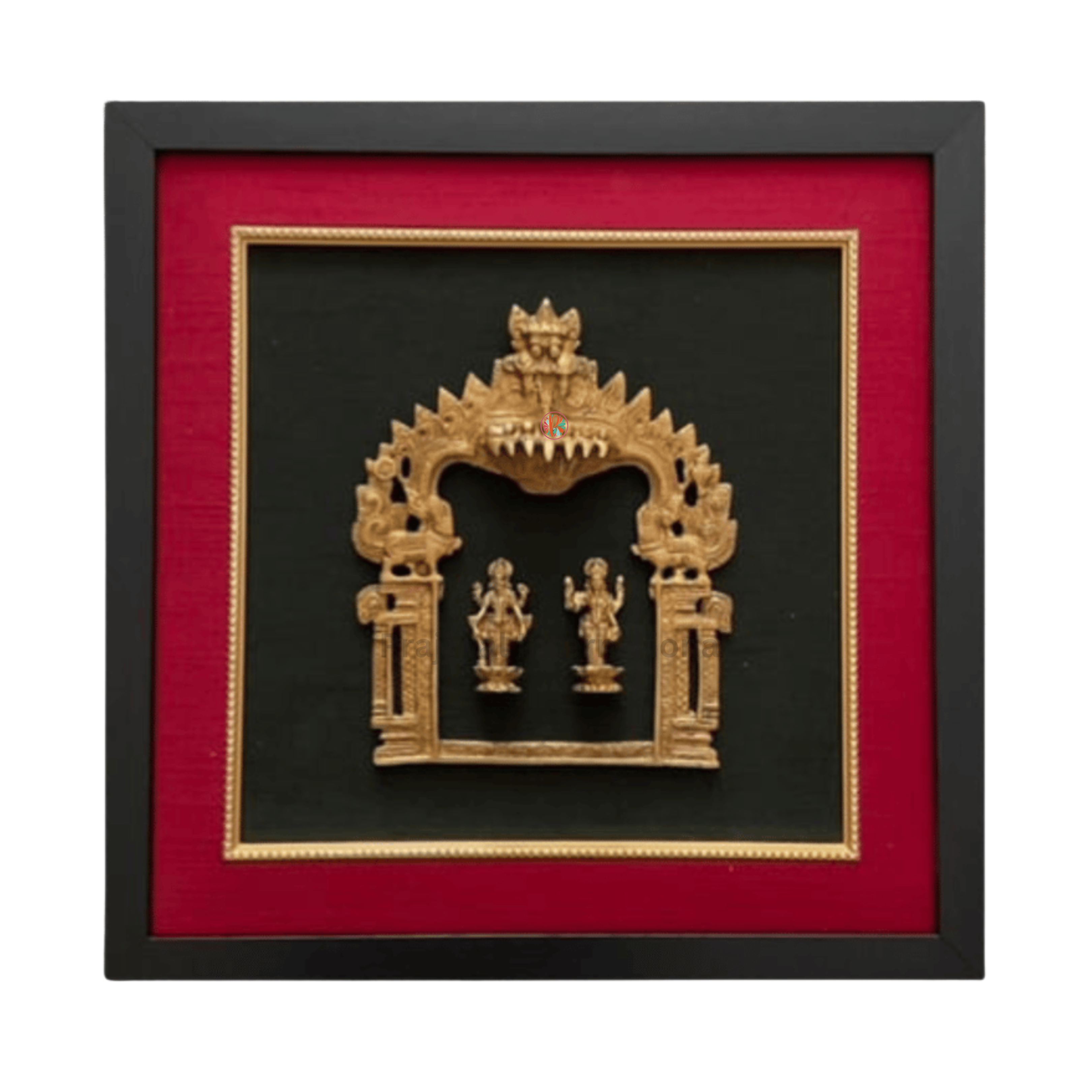 Framed Brass Prabhavali | Traditional Temple Arch Wall Décor 