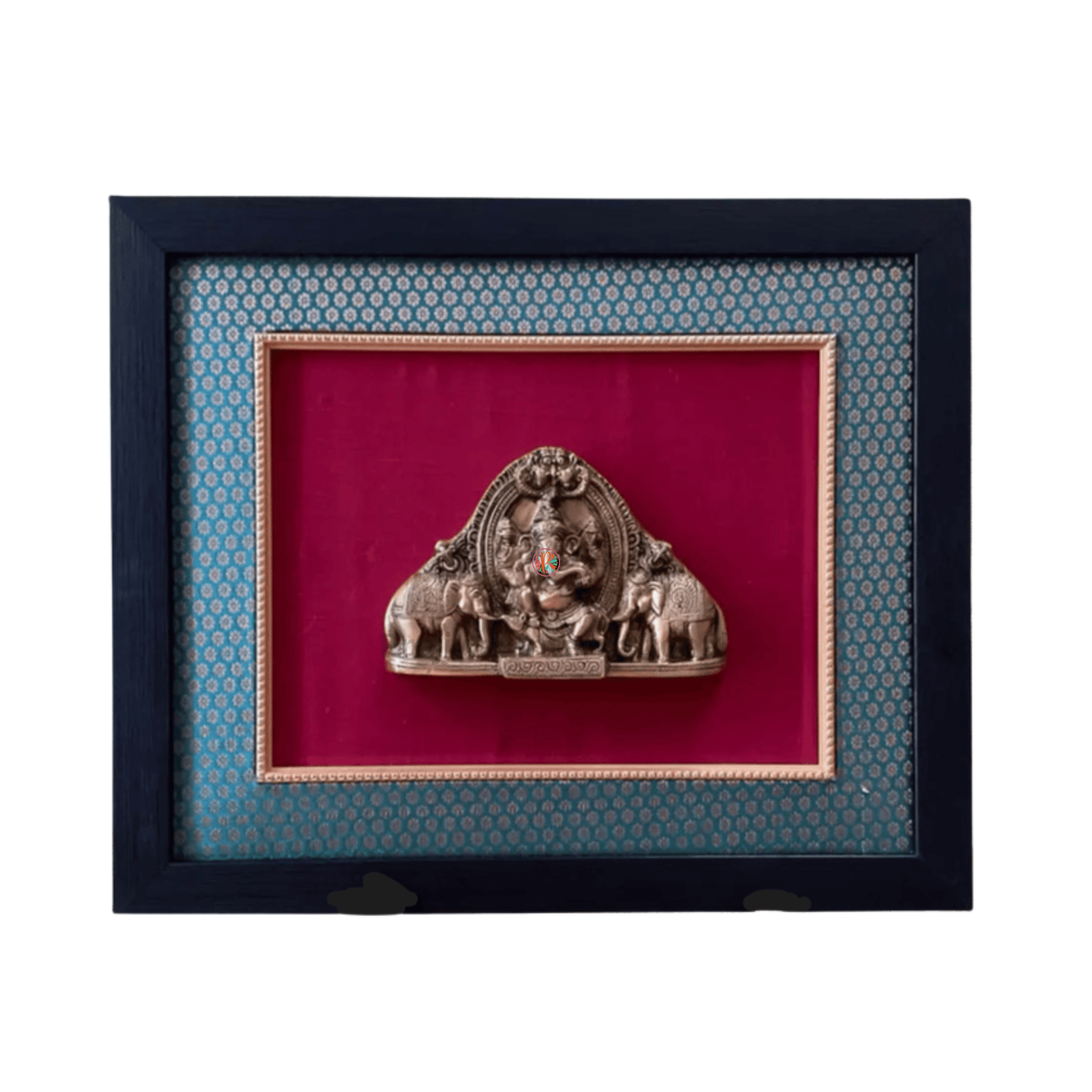 Brass Ganesha with Elephant | Framed Wall Hanging Décor 