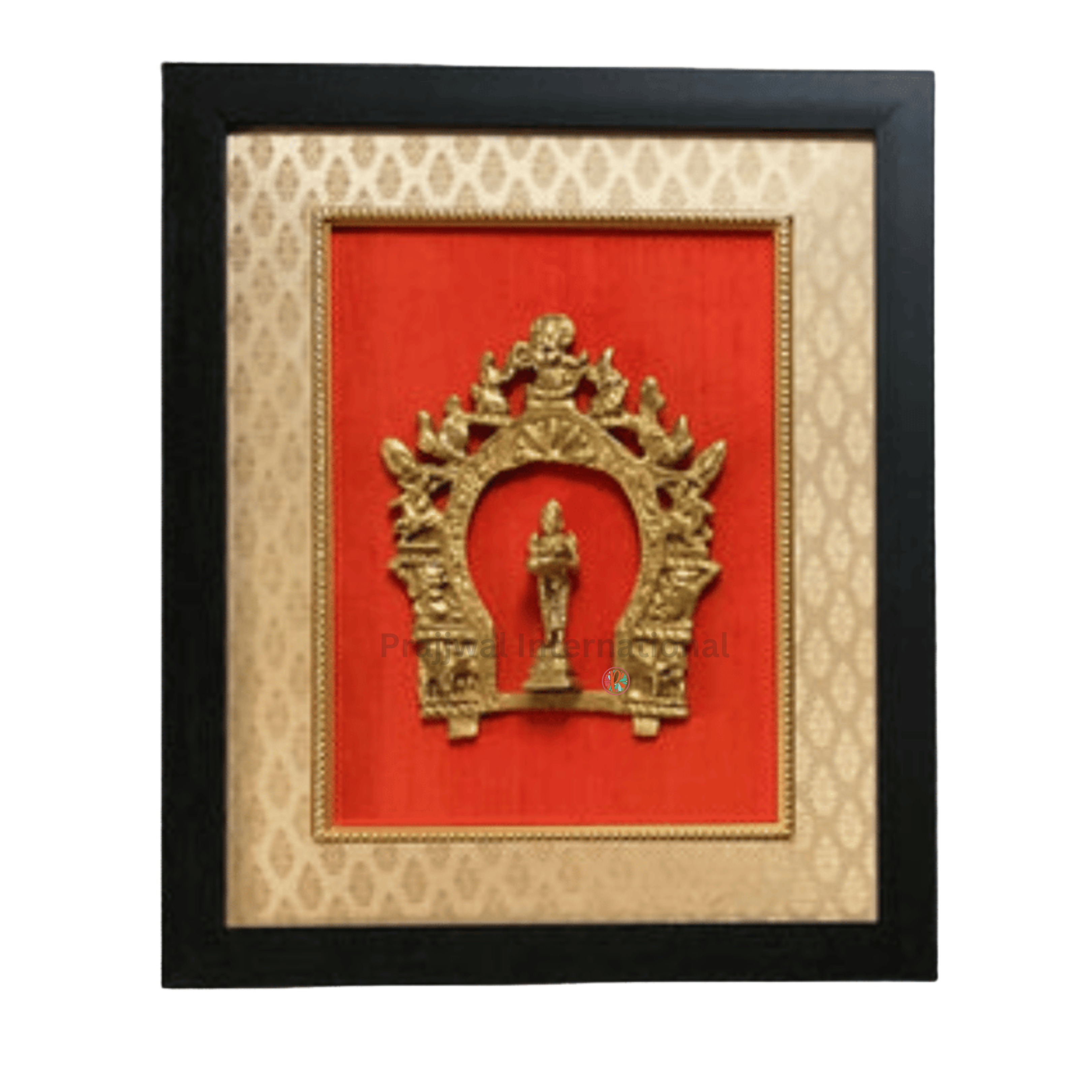 Framed Brass Prabhavali with Deep Lady | Traditional Indian Wall Art | 18 x 14 Inches