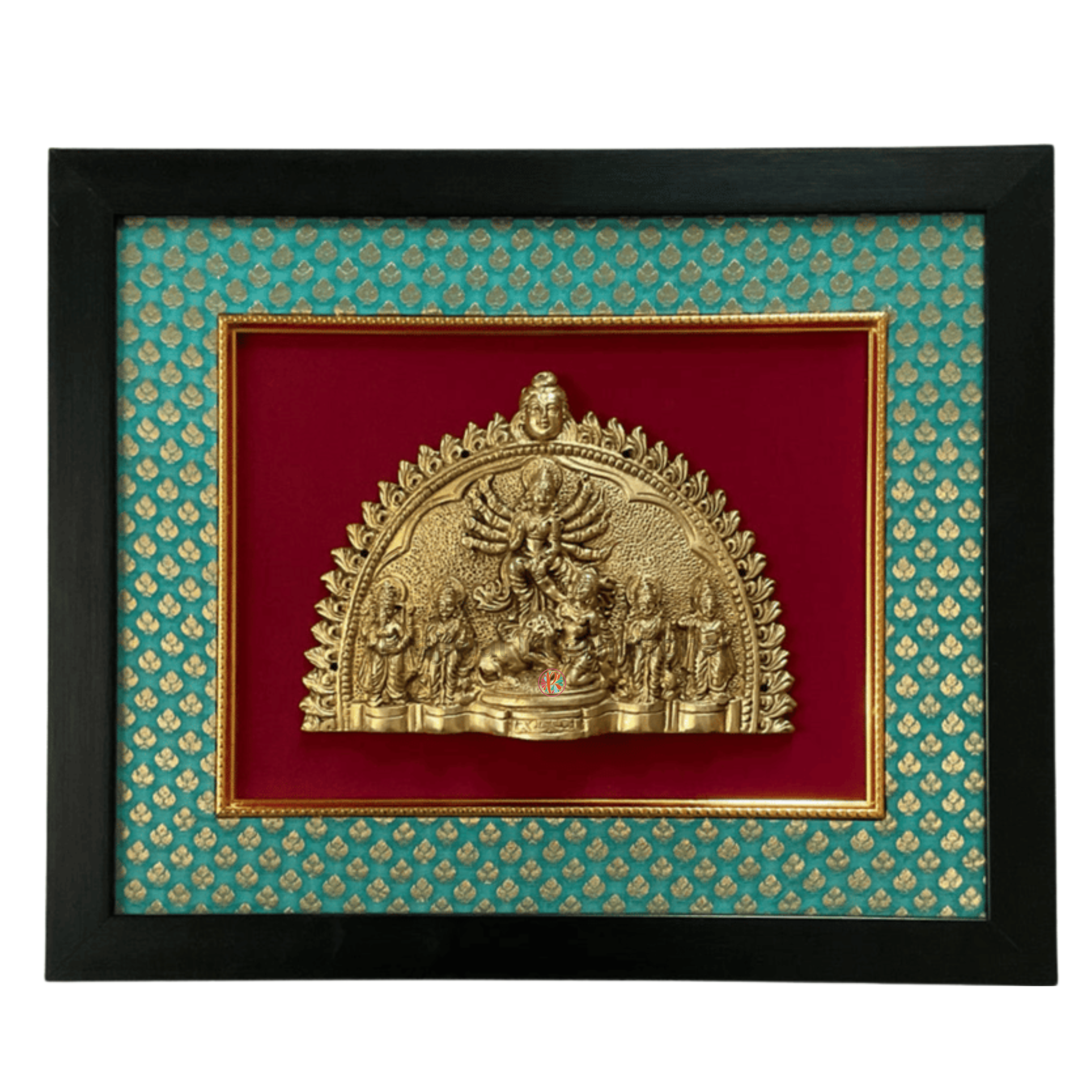 Brass Durga Wall Hanging on Wooden Frame | Divine Shakti Décor |