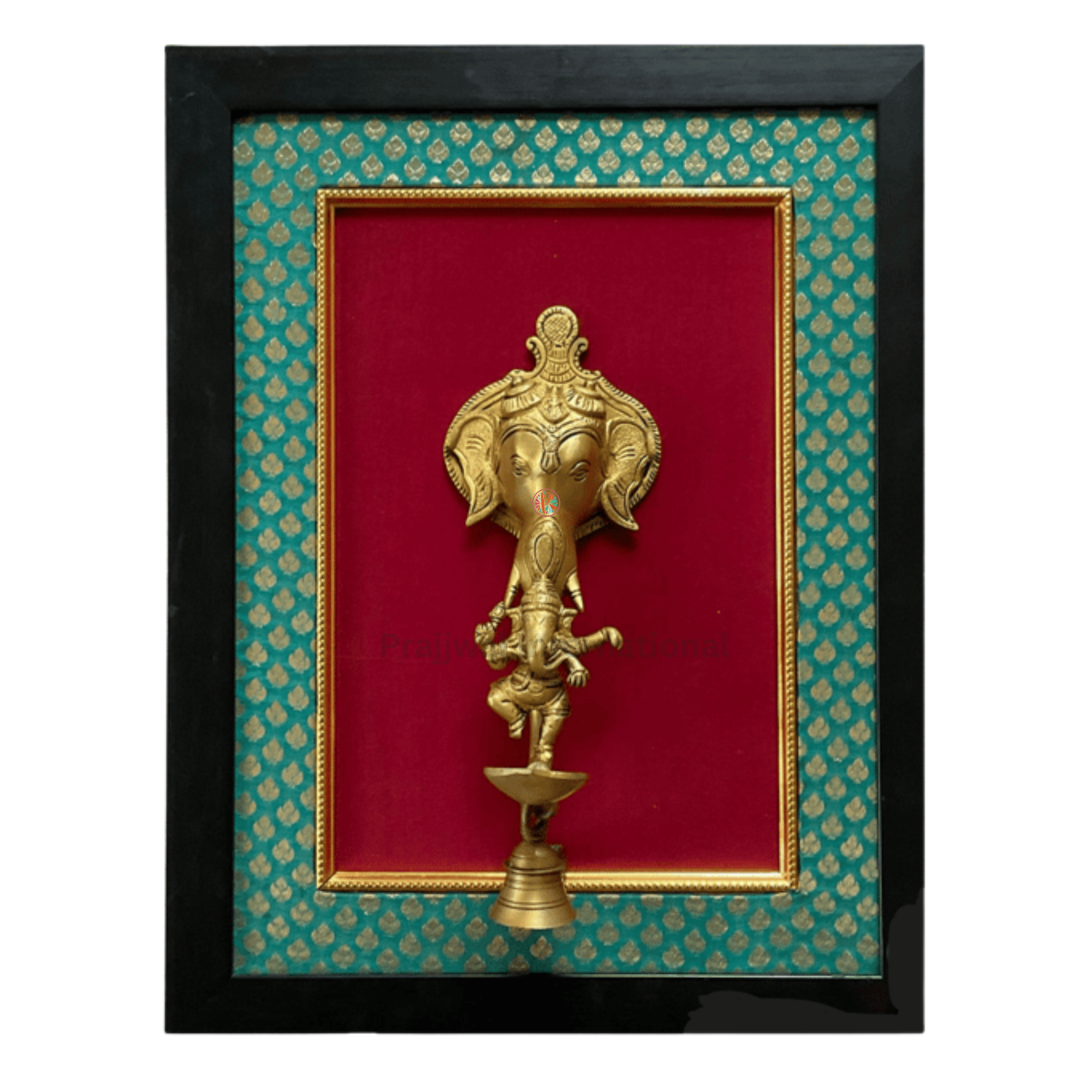 Dancing Lord Ganesh Hanging Diya with Bell | Brass Wall Décor