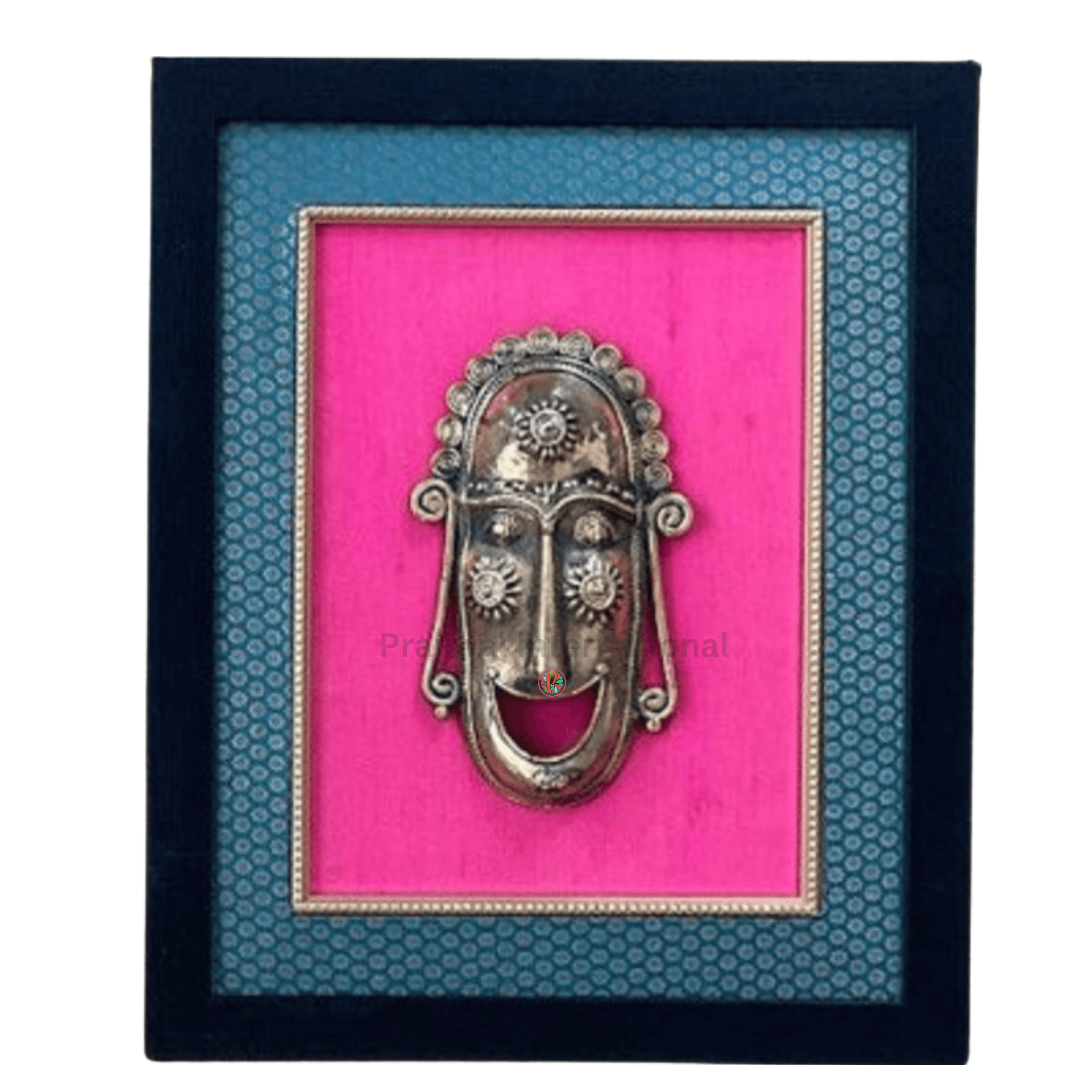 Smiling Face Dhokra Mask Wall Hanging frame