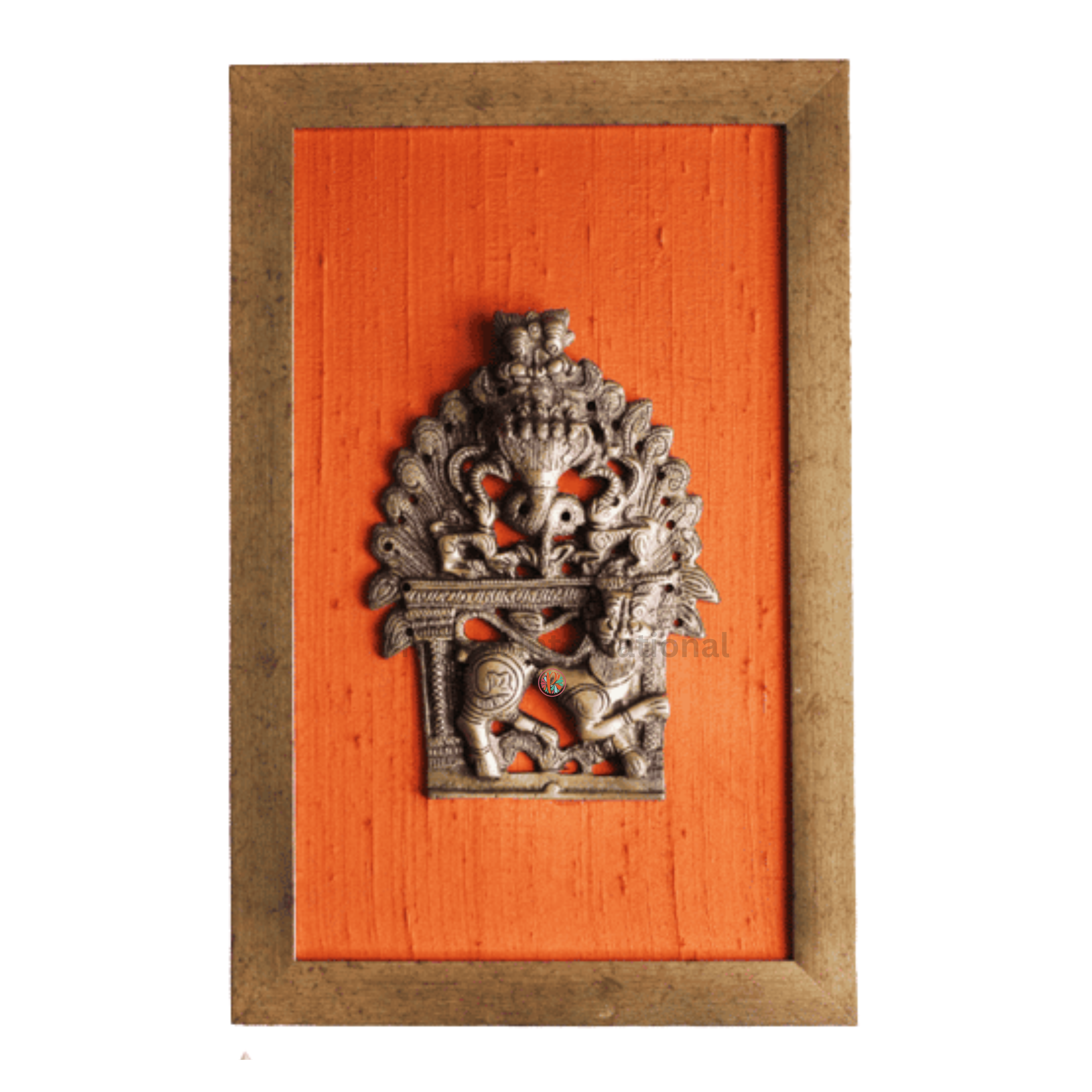 Brass Temple Frame with Mythical Yali | Framed Prabhavali Wall Art 