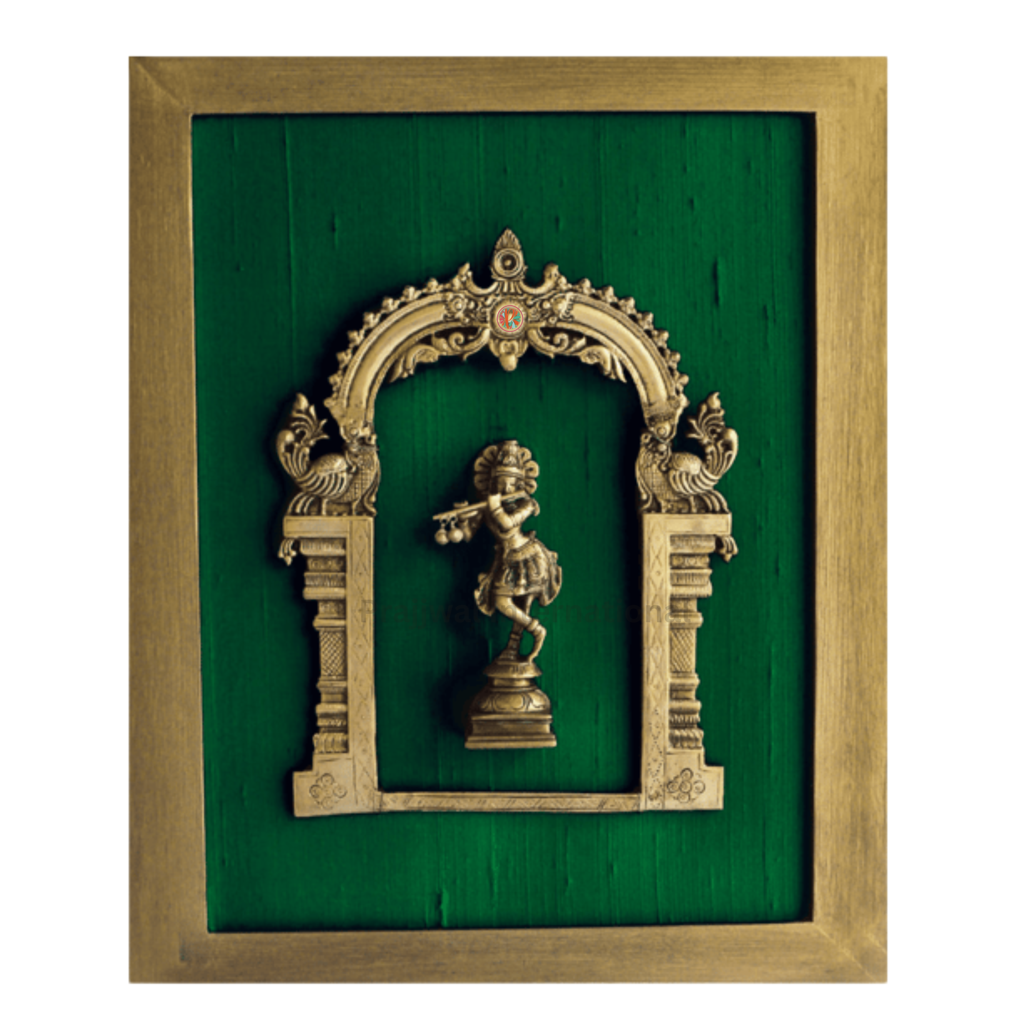 Brass Prabhavali with Lord Krishna | Framed Wall Decor |