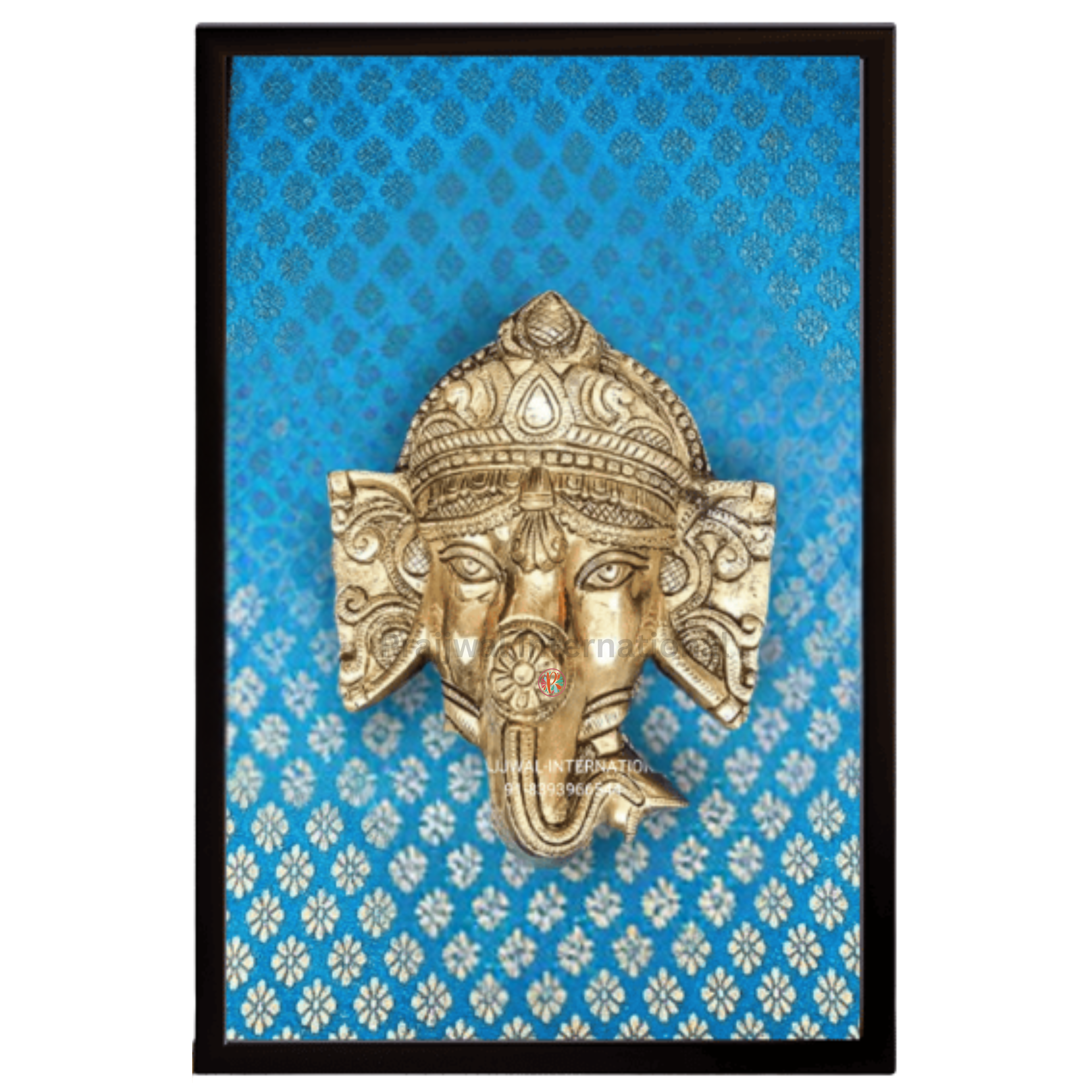 Ganesha Wall Frame | Brass Lord Ganesha on Wooden Frame | Auspicious Wall Decor