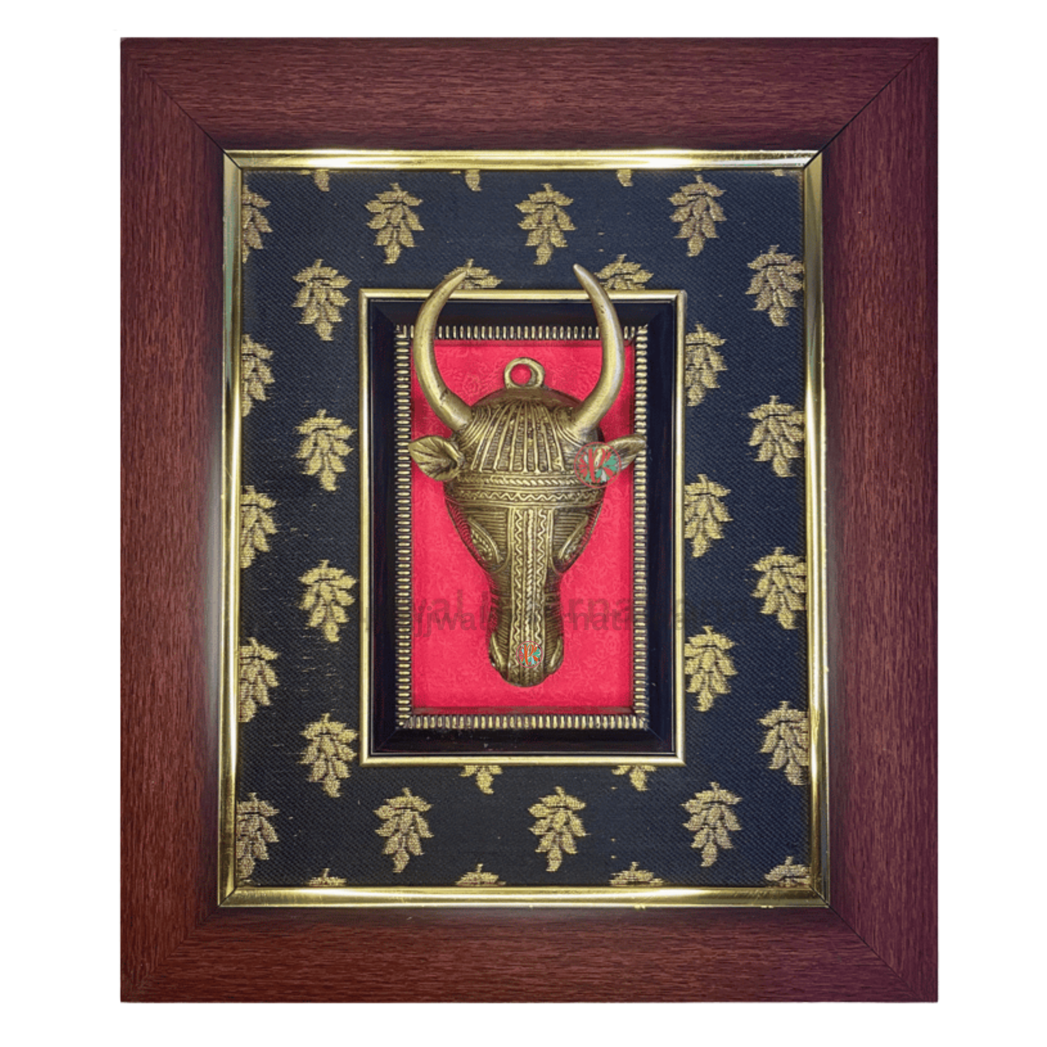 Brass Bull Face Wall Hanging Frame | Symbol of Strength & Prosperity | Rustic Brass Decor