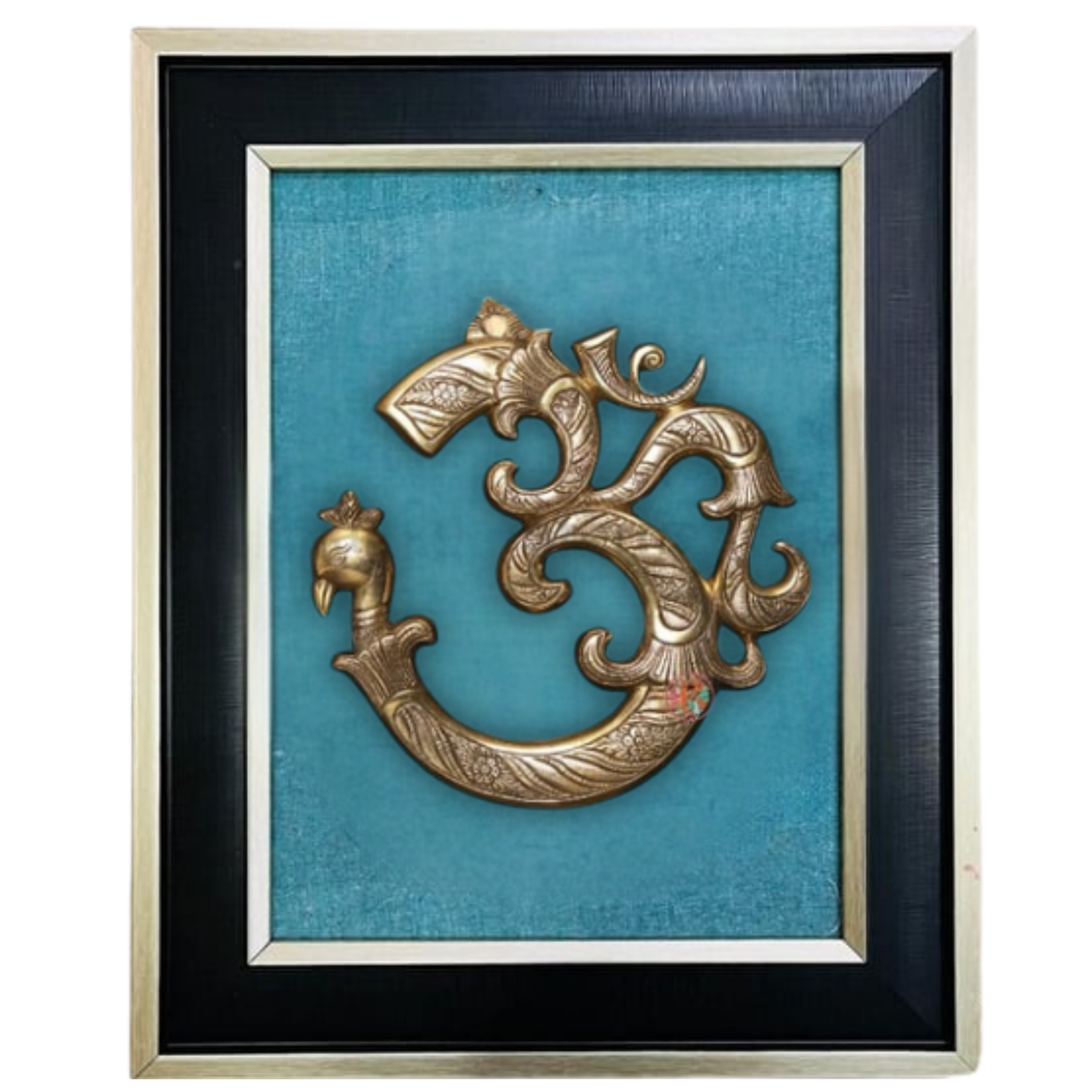 Brass Om Wall Hanging Frame | Sacred Symbol for Peace & Positivity | Spiritual Wall Decor